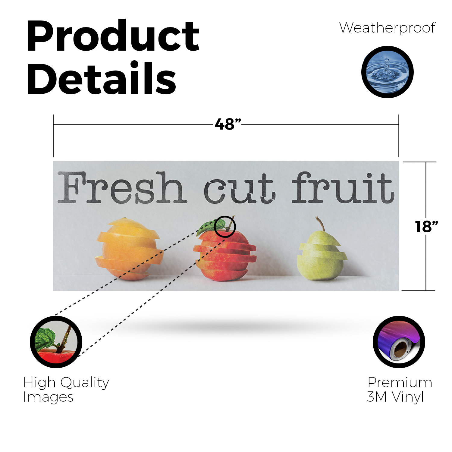 Fresh Cut Fruit Vinyl Decal Healthy Snacks Farmer�s Markets Seasonal Offers