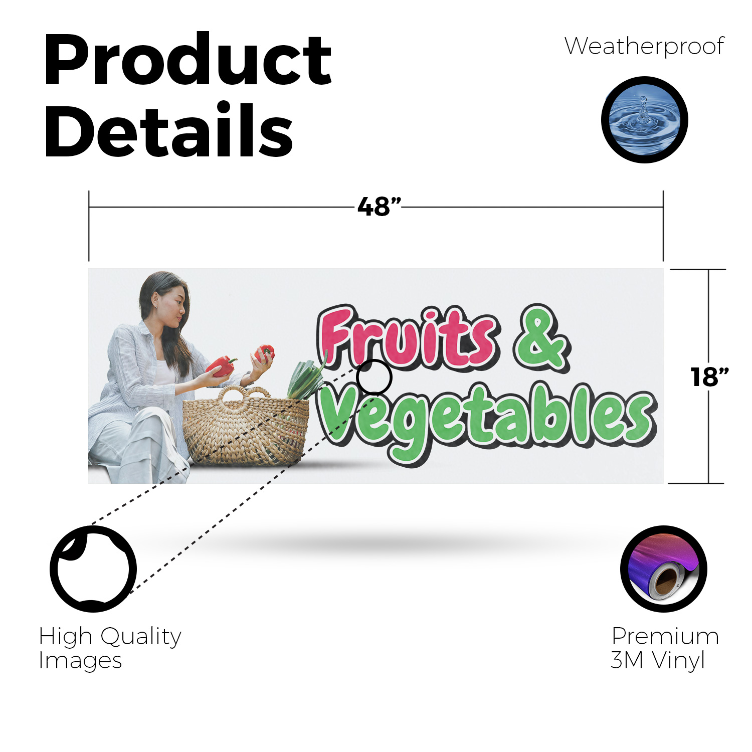 Fruits and Vegetables Vinyl Decal Fresh Produce Local Farms Seasonal Offers