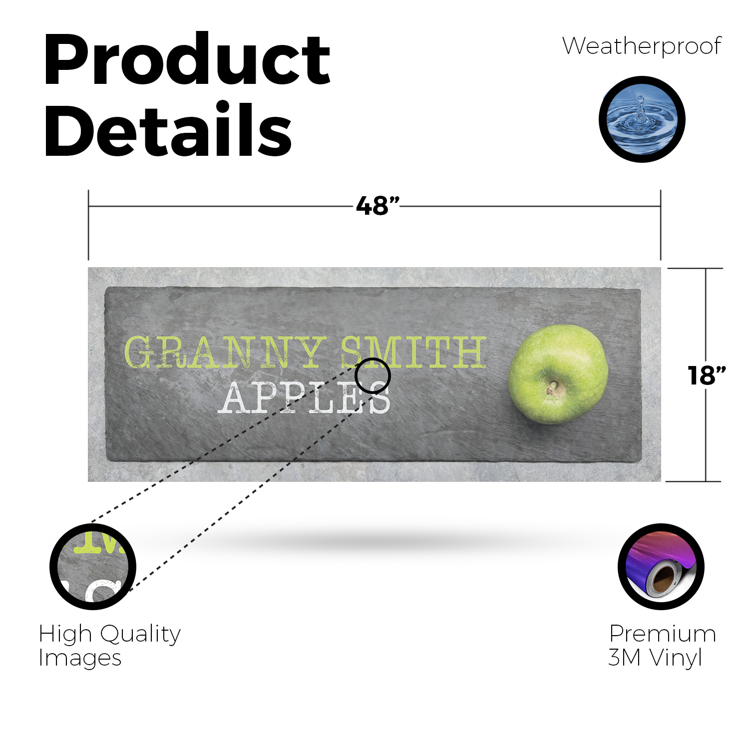 Granny Smith Apples Vinyl Decal Crisp and Juicy Farmer�s Market Fresh Produce