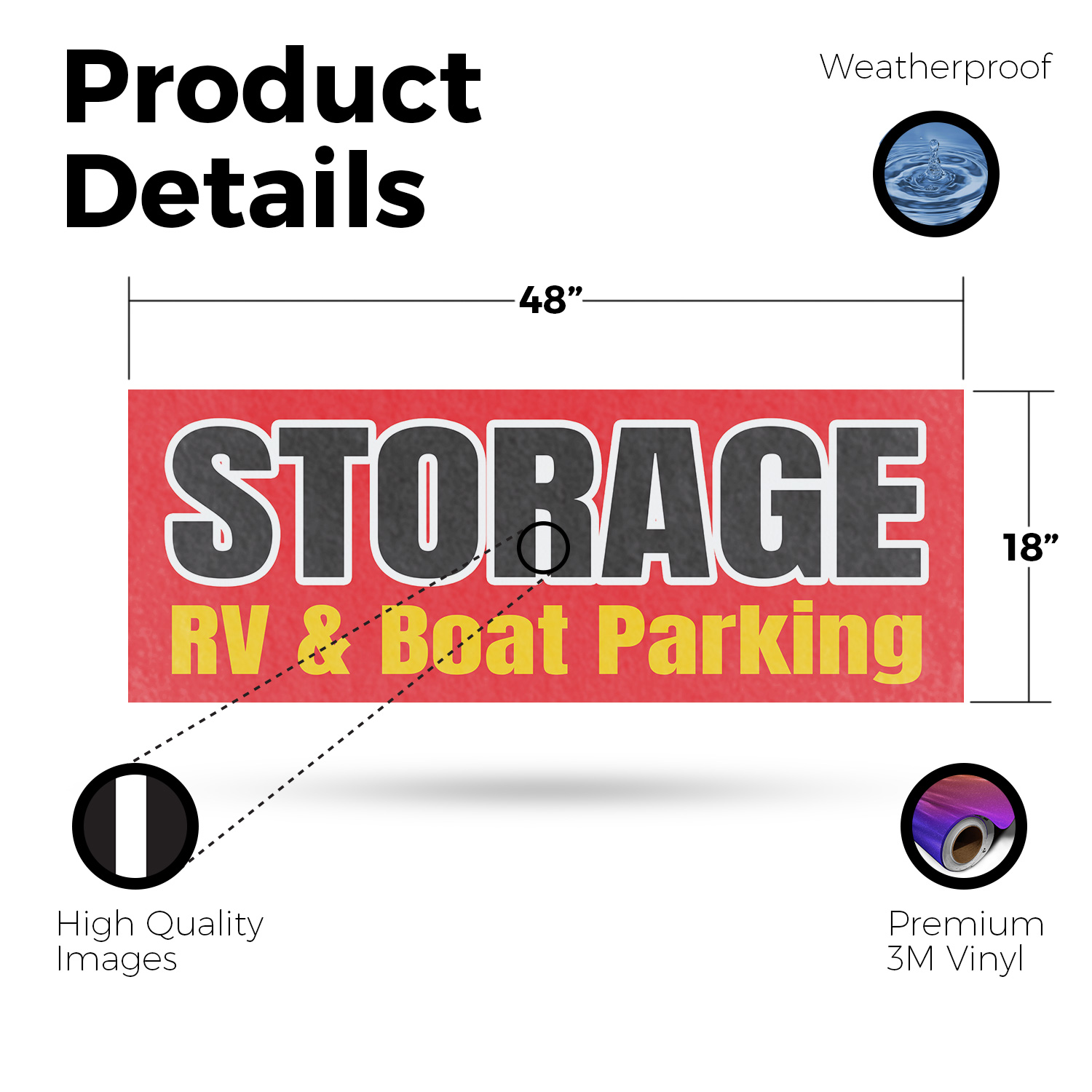 Storage RV & Boat Parking Vinyl Decal Secure Storage Reliable Facilities