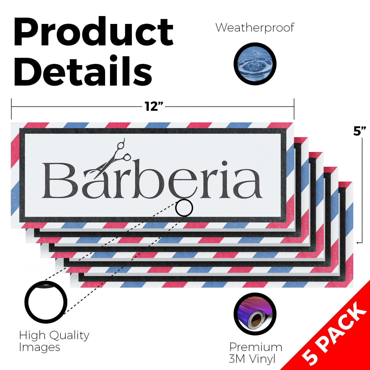 Barberia Vinyl Decal Spanish Barber Shop Sign Grooming Services Professional - Picture 77 of 99