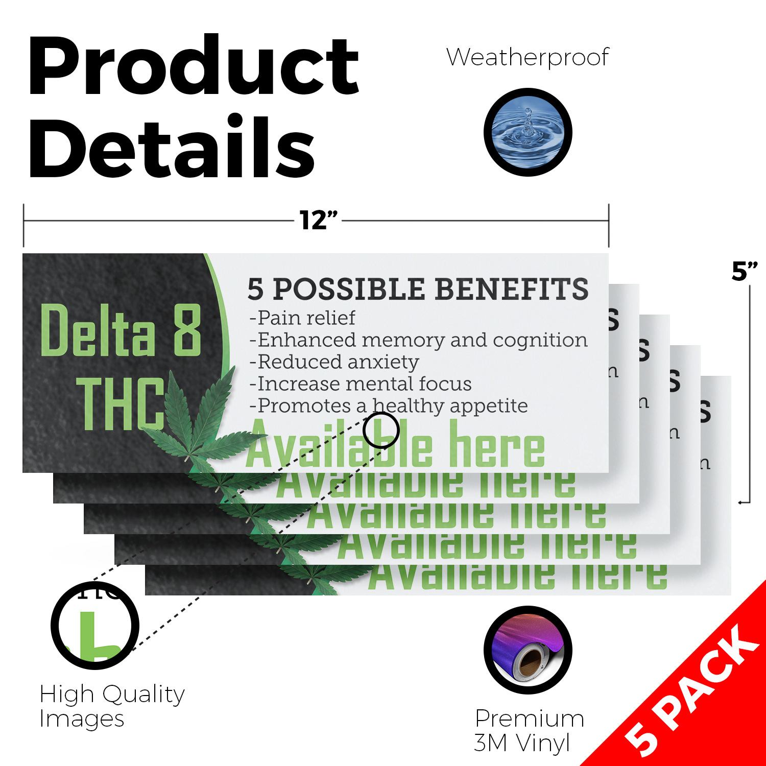 Delta 8 THC Available Here Vinyl Decal Herbal Wellness CBD Shops Customer - Picture 77 of 99