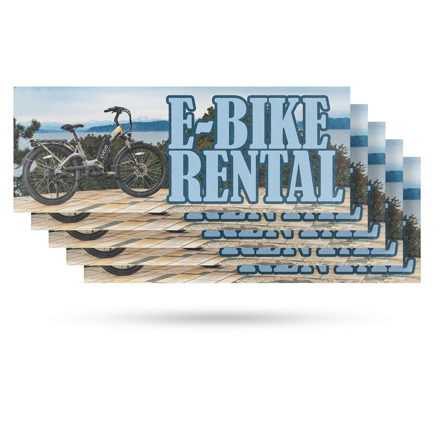 E Bike Rental Vinyl Decal Eco-Friendly Travel Outdoor Adventures Local Shops