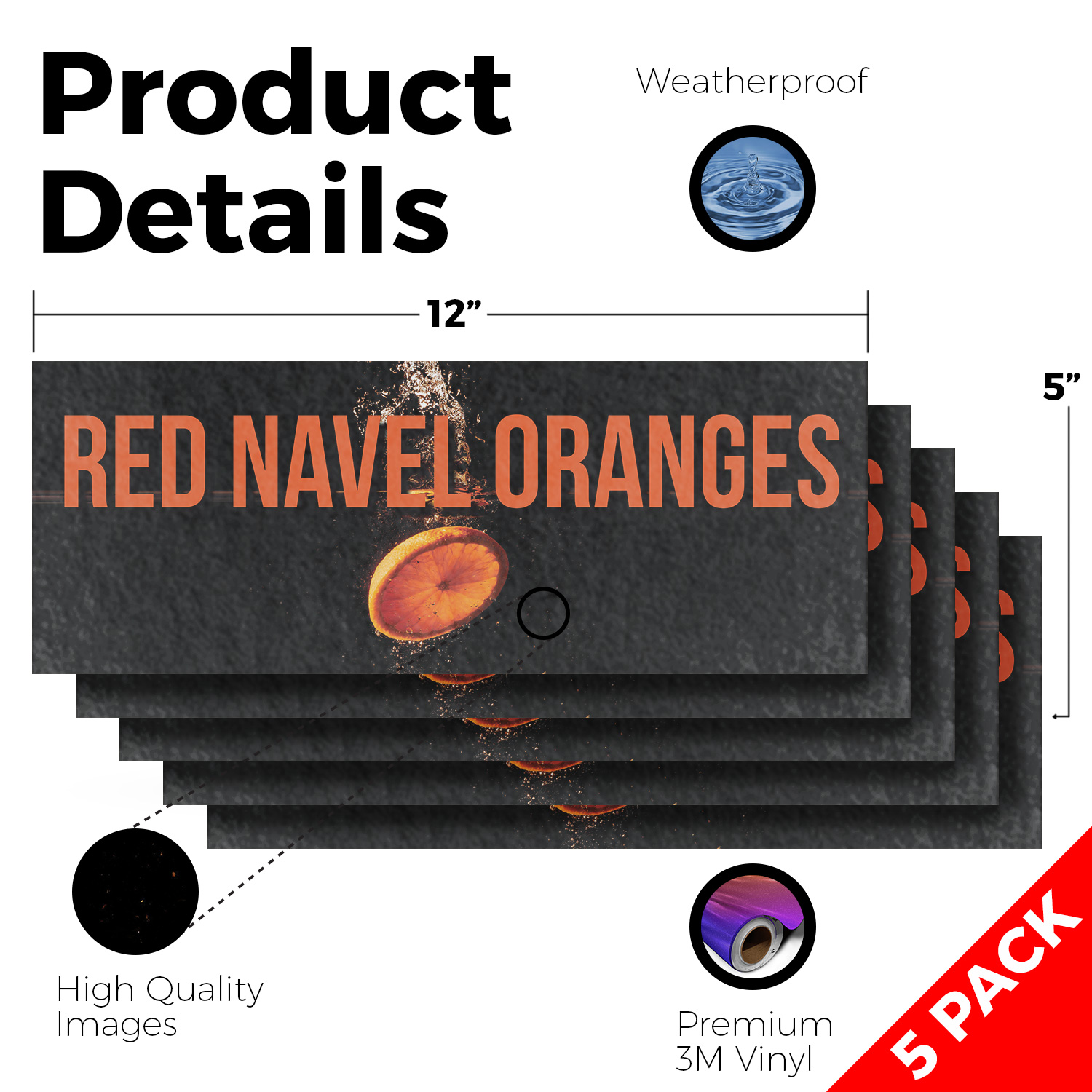 Red Navel Oranges Vinyl Decal Fresh Citrus Fruits Local Produce Seasonal - Picture 77 of 99