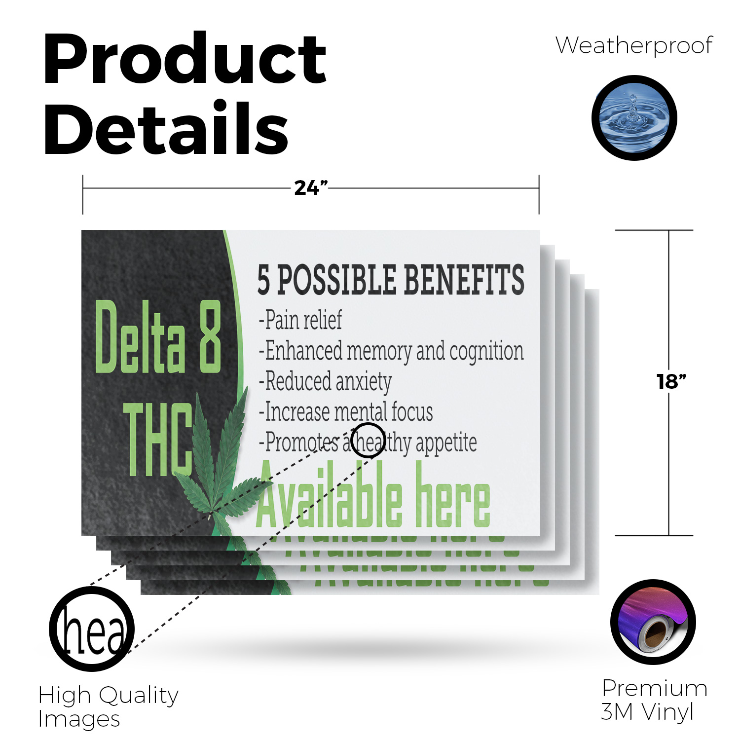 Delta 8 THC Available Here Vinyl Decal Herbal Wellness CBD Shops Customer - Picture 83 of 99