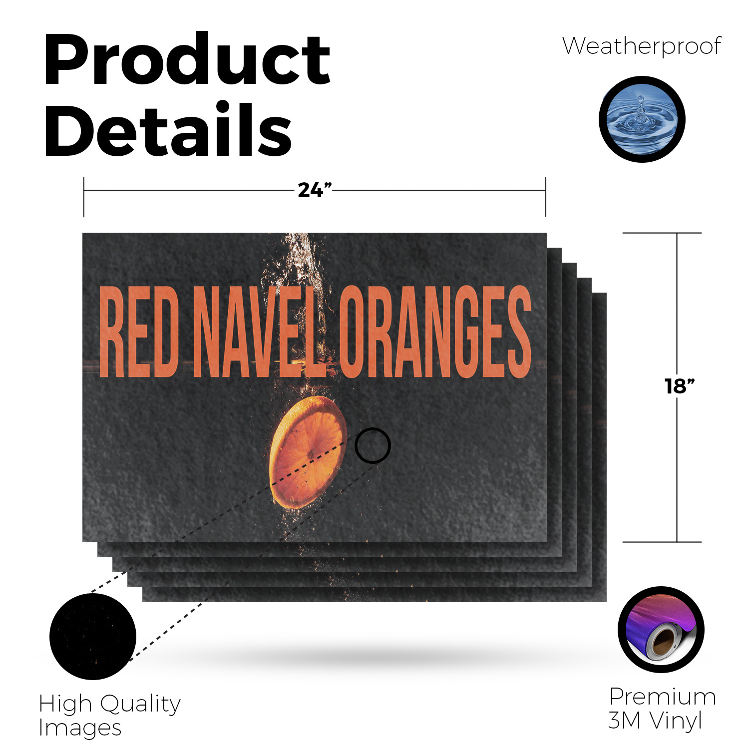 Red Navel Oranges Vinyl Decal Fresh Citrus Fruits Local Produce Seasonal - Picture 83 of 99