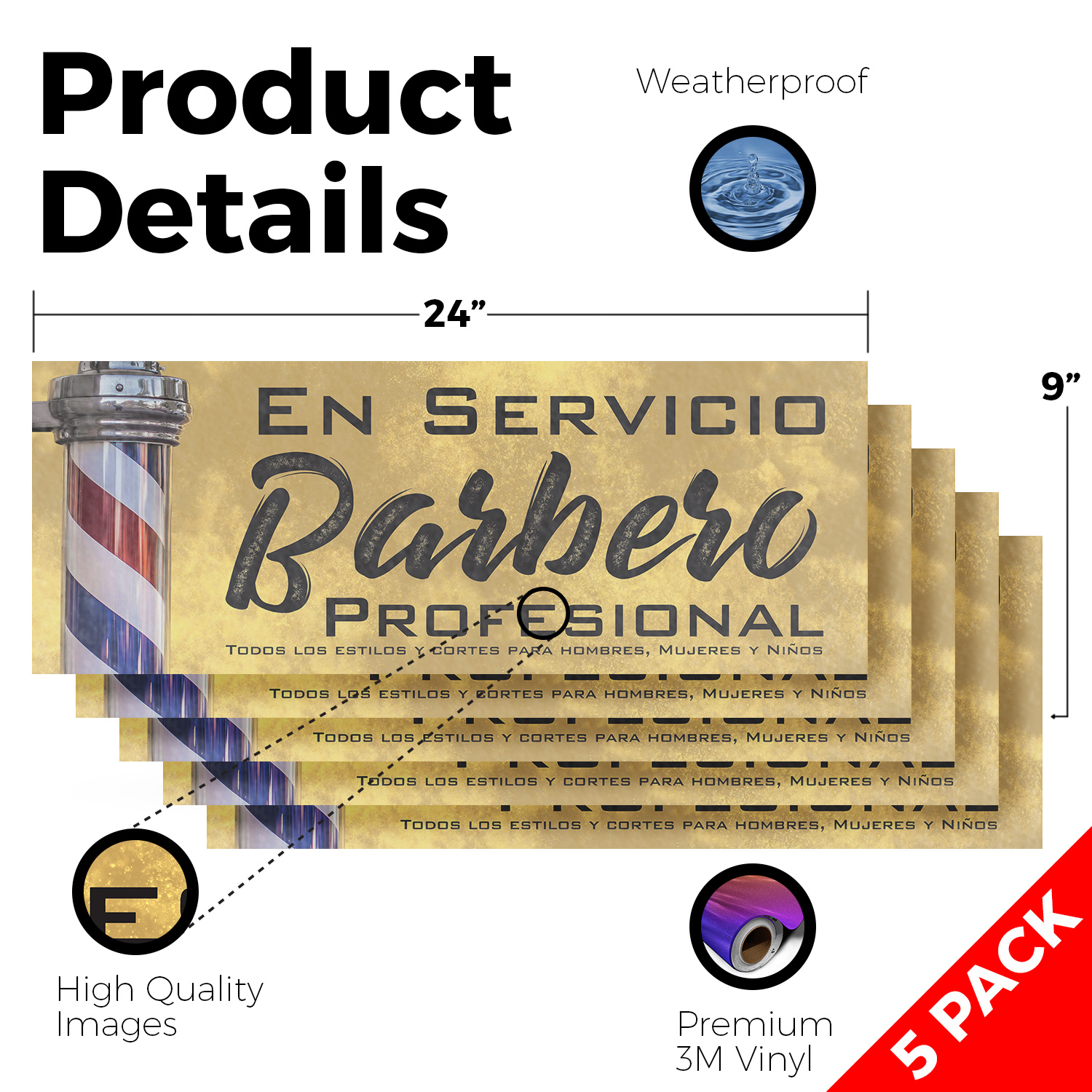 En Servicio Barbero Calcomanía Vinilo Profesional Barbero Español Barbero Letrero Acicalamiento - Imagen 95 de 99