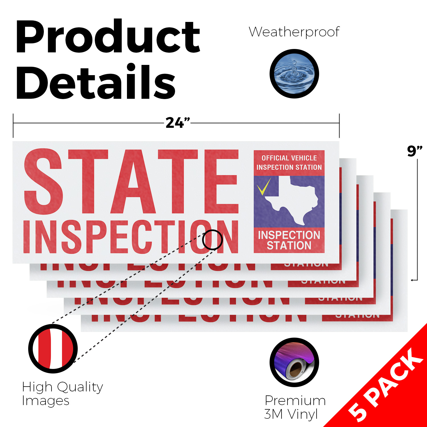 Calcomanía de vinilo para inspección estatal de Texas servicios automáticos cheques confiables asequible - Imagen 95 de 99