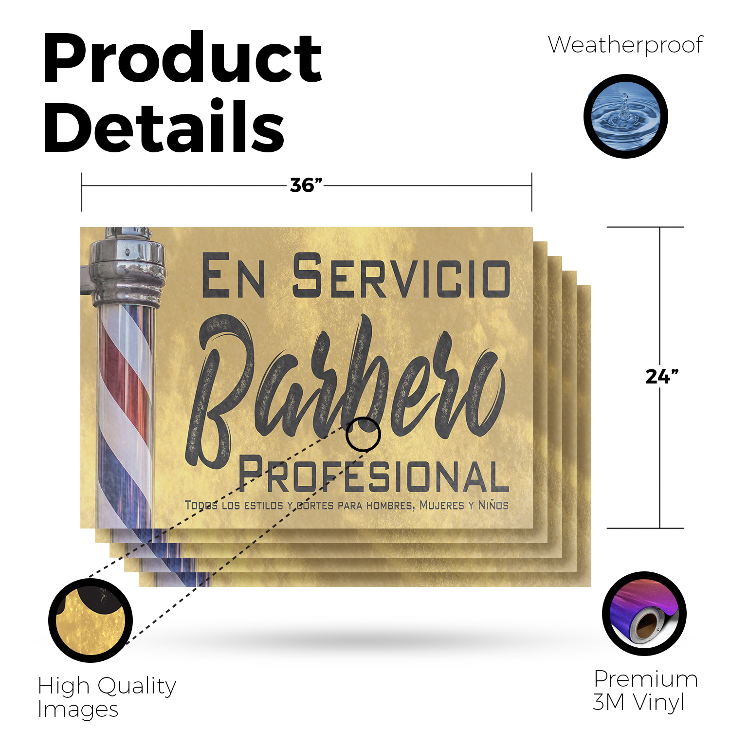 En Servicio Barbero Calcomanía Vinilo Profesional Barbero Español Barbero Letrero Acicalamiento - Imagen 89 de 99