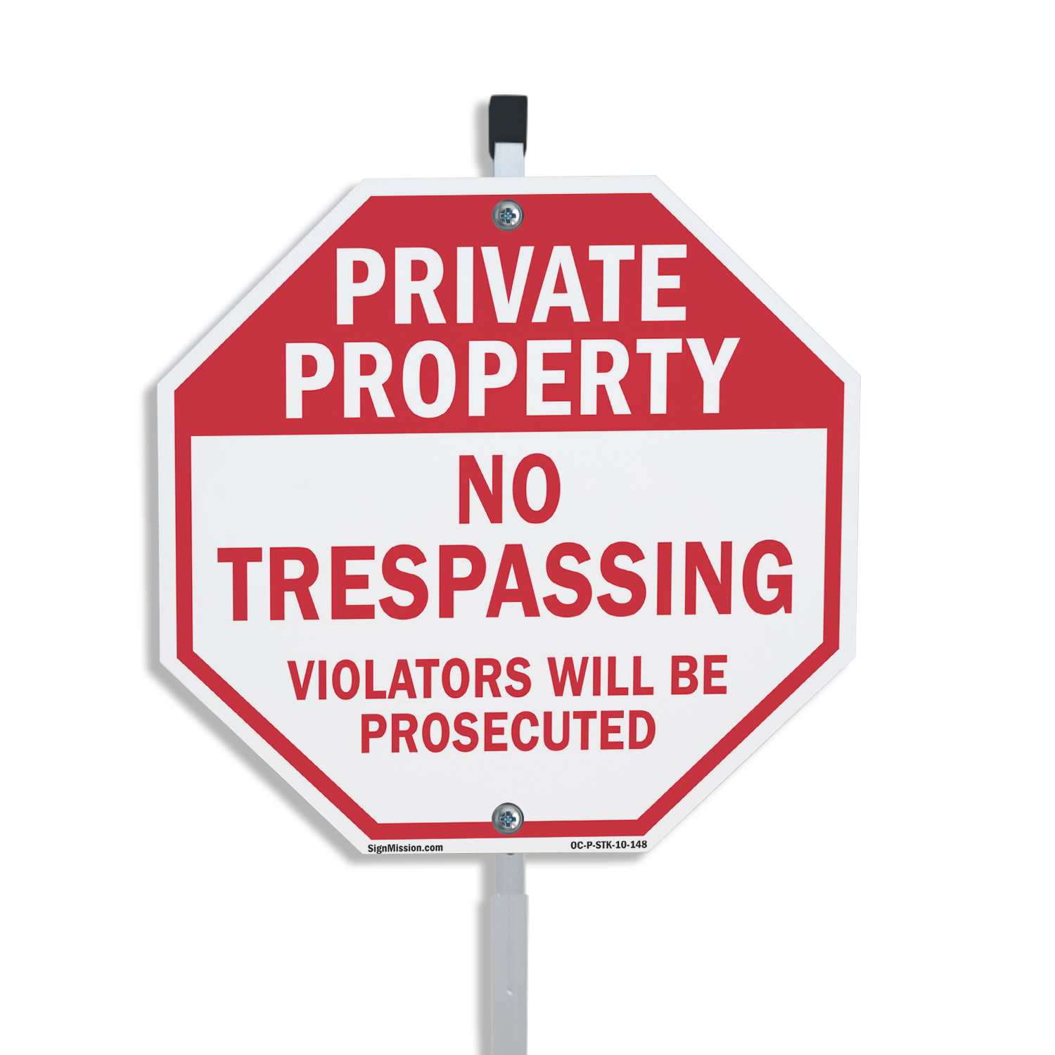 Private Property No Trespassing V Octagon Sign With Stake Weather Resistant - Picture 13 of 14
