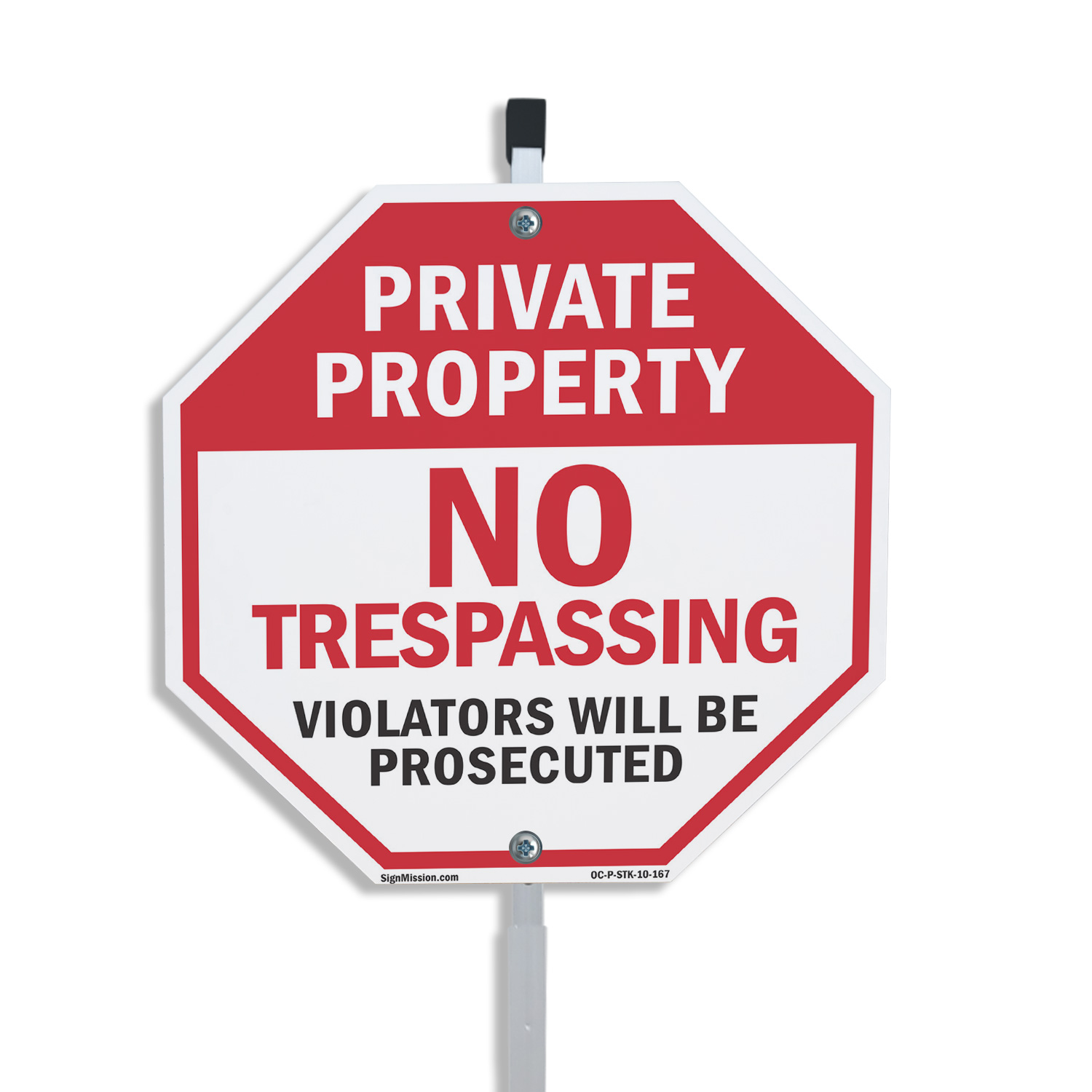 Private Property No Trespassing V Octagon Sign With Stake Weather Resistant - Picture 13 of 14