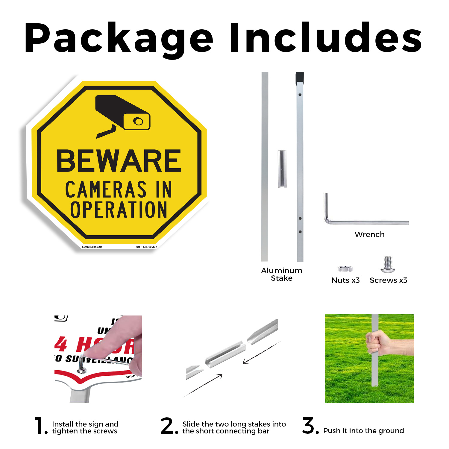 Beware Cameras in Operation Octagon Sign With Stake Weather Resistant - Picture 14 of 14