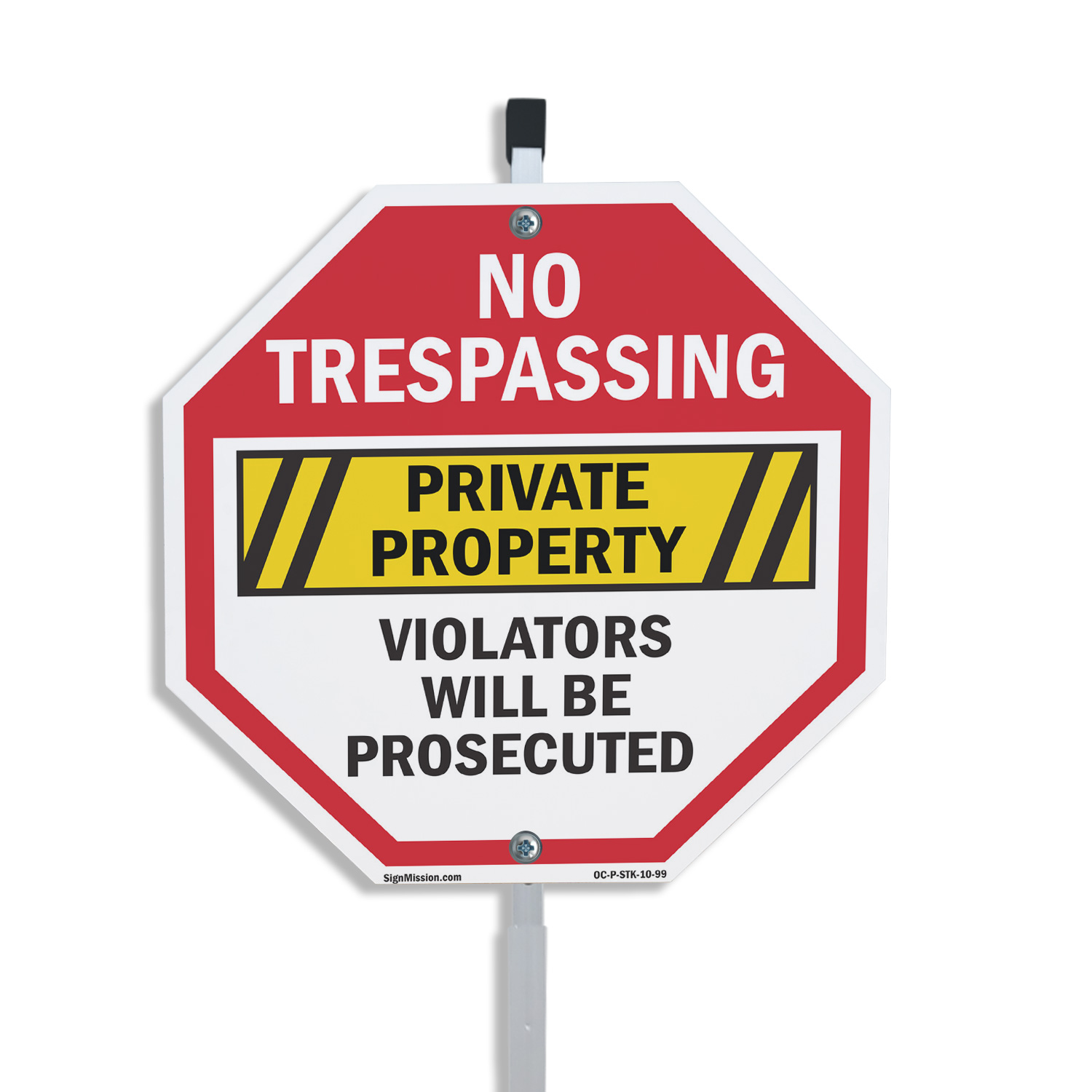 No Trespassing Private Property V Octagon Sign With Stake Weather Resistant