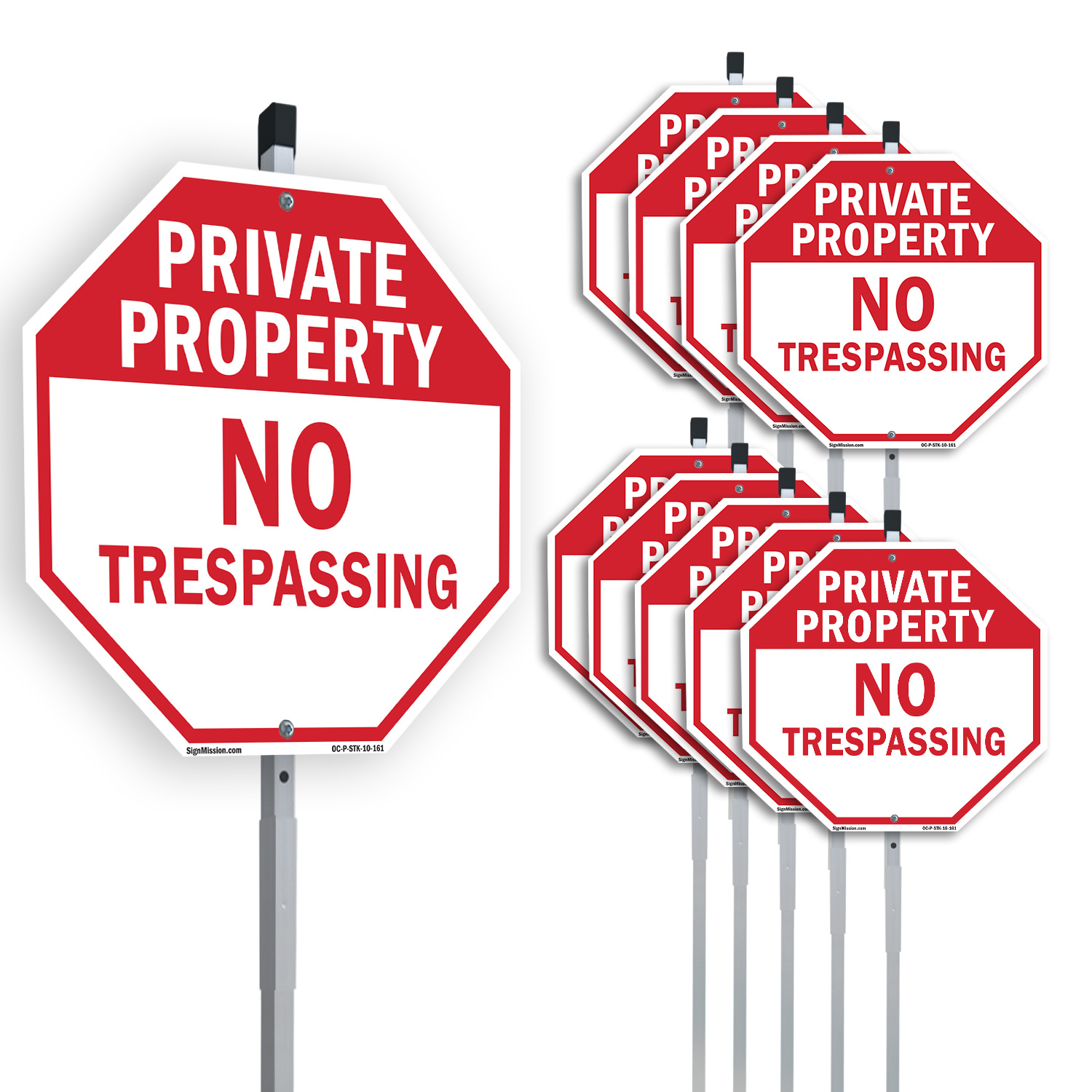 Private Property No Trespassing Octagon Sign With Stake Weather Resistant - Picture 9 of 14