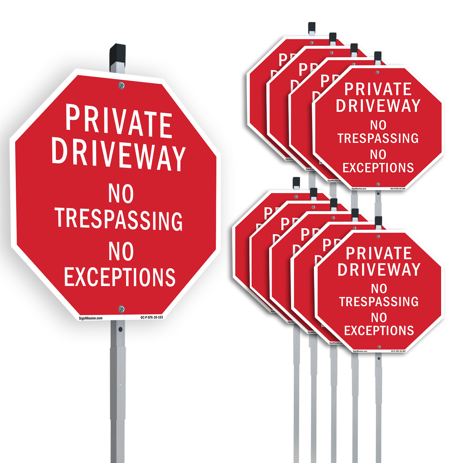 Private Driveway No Trespassing N Octagon Sign With Stake Weather Resistant - Picture 9 of 14