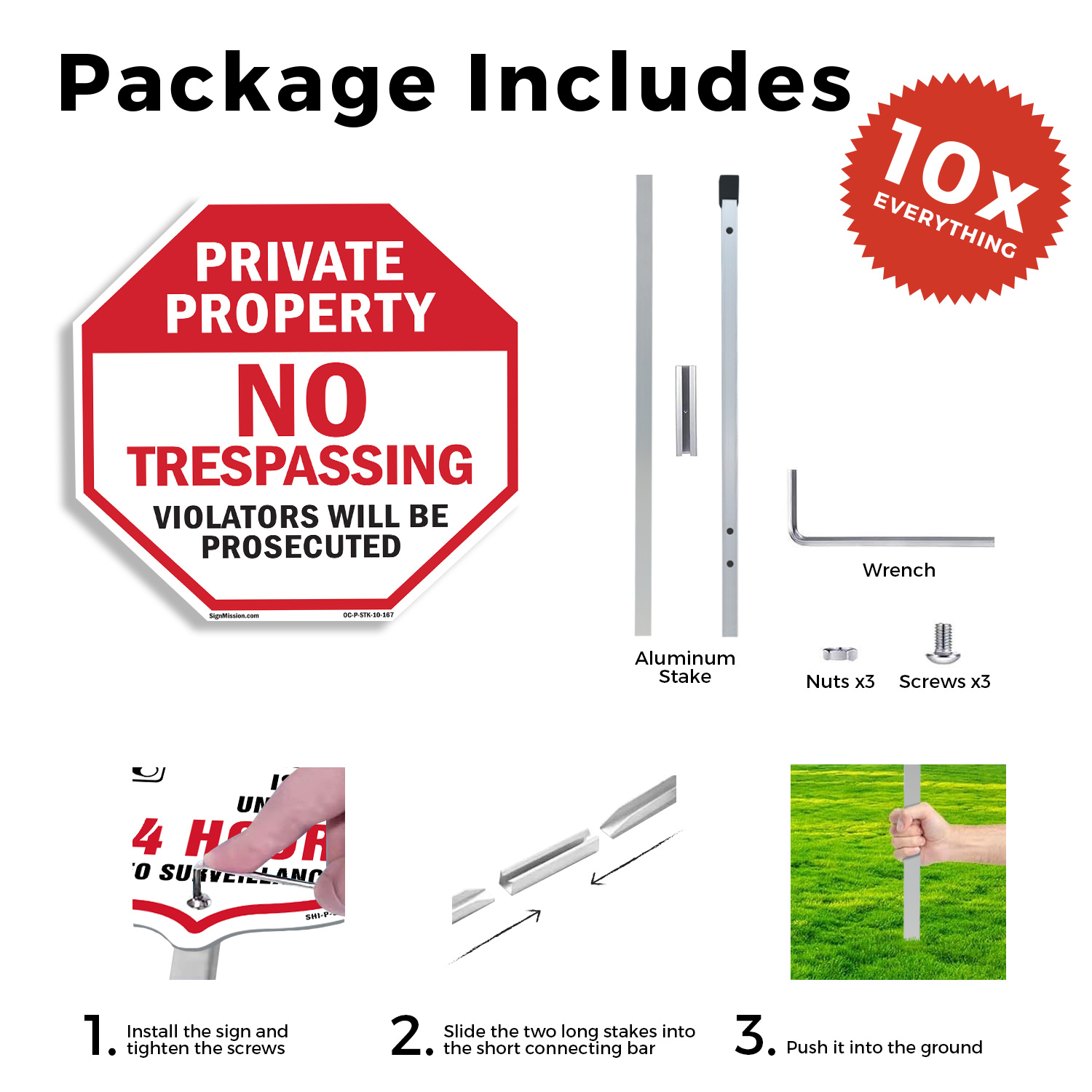 Private Property No Trespassing V Octagon Sign With Stake Weather Resistant - Picture 10 of 14