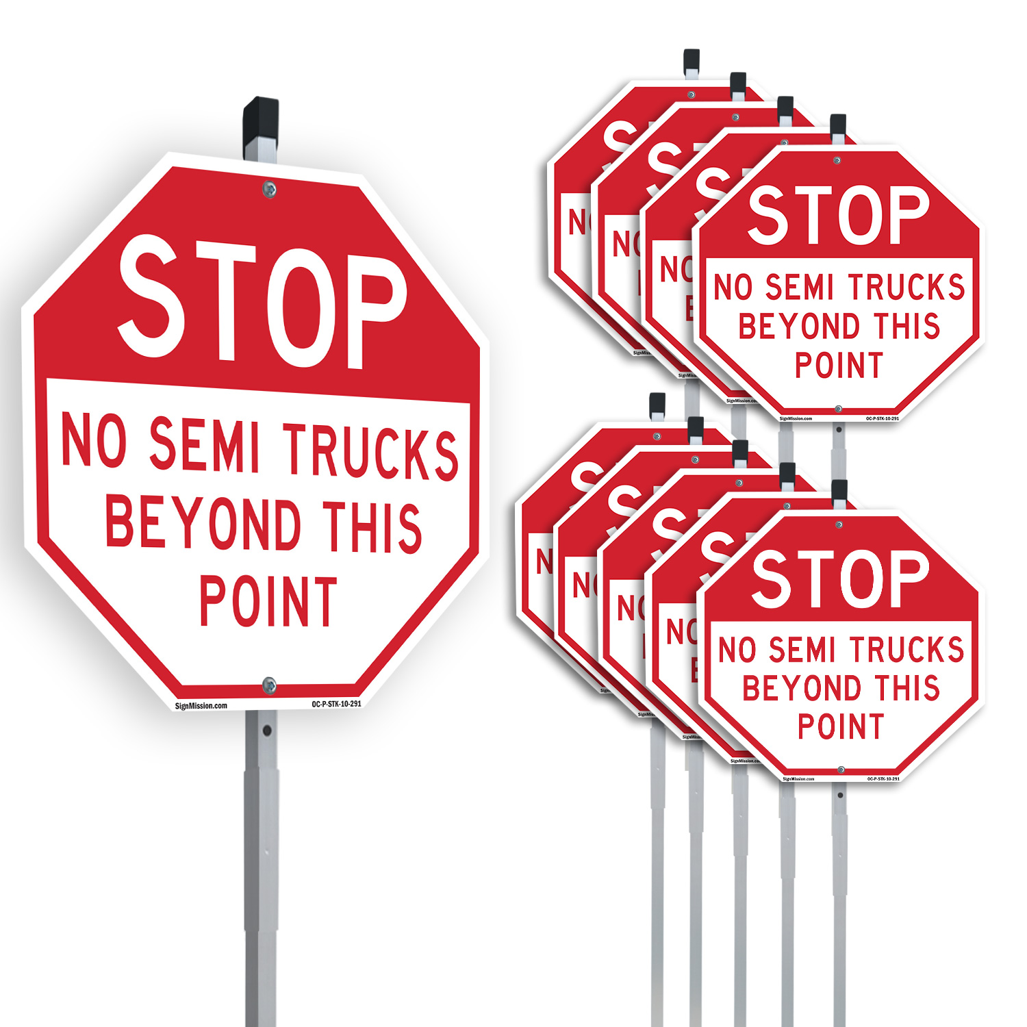 Stop No Semi Trucks Beyond This P Octagon Sign With Stake Weather Resistant - Picture 9 of 14