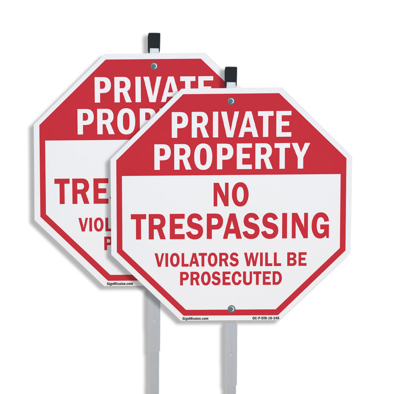 Private Property No Trespassing V Octagon Sign With Stake Weather Resistant - Picture 11 of 14