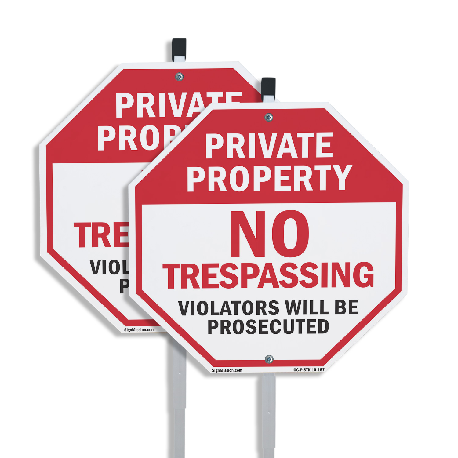 Private Property No Trespassing V Octagon Sign With Stake Weather Resistant - Picture 11 of 14