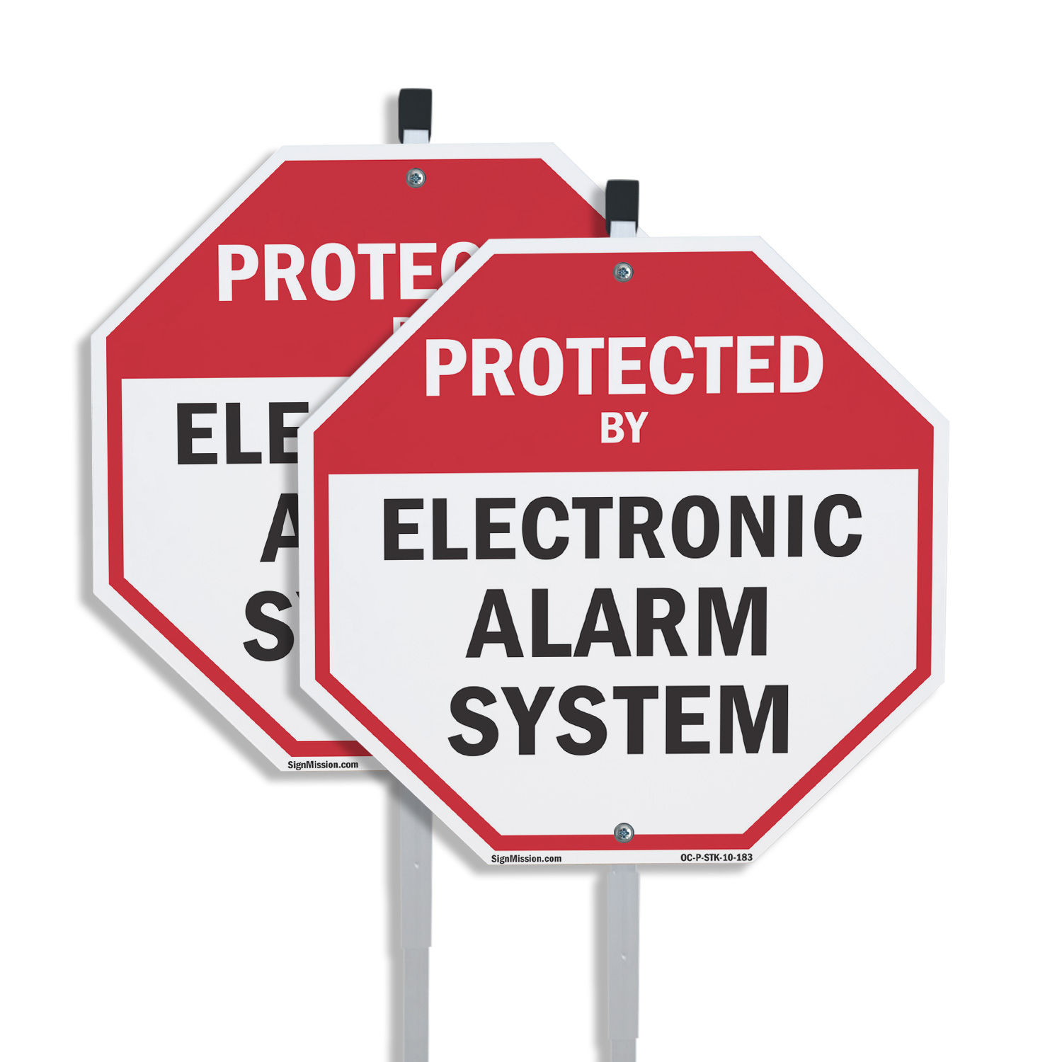 Protected By Electronic Alarm Sys Octagon Sign With Stake Weather Resistant - Picture 11 of 14
