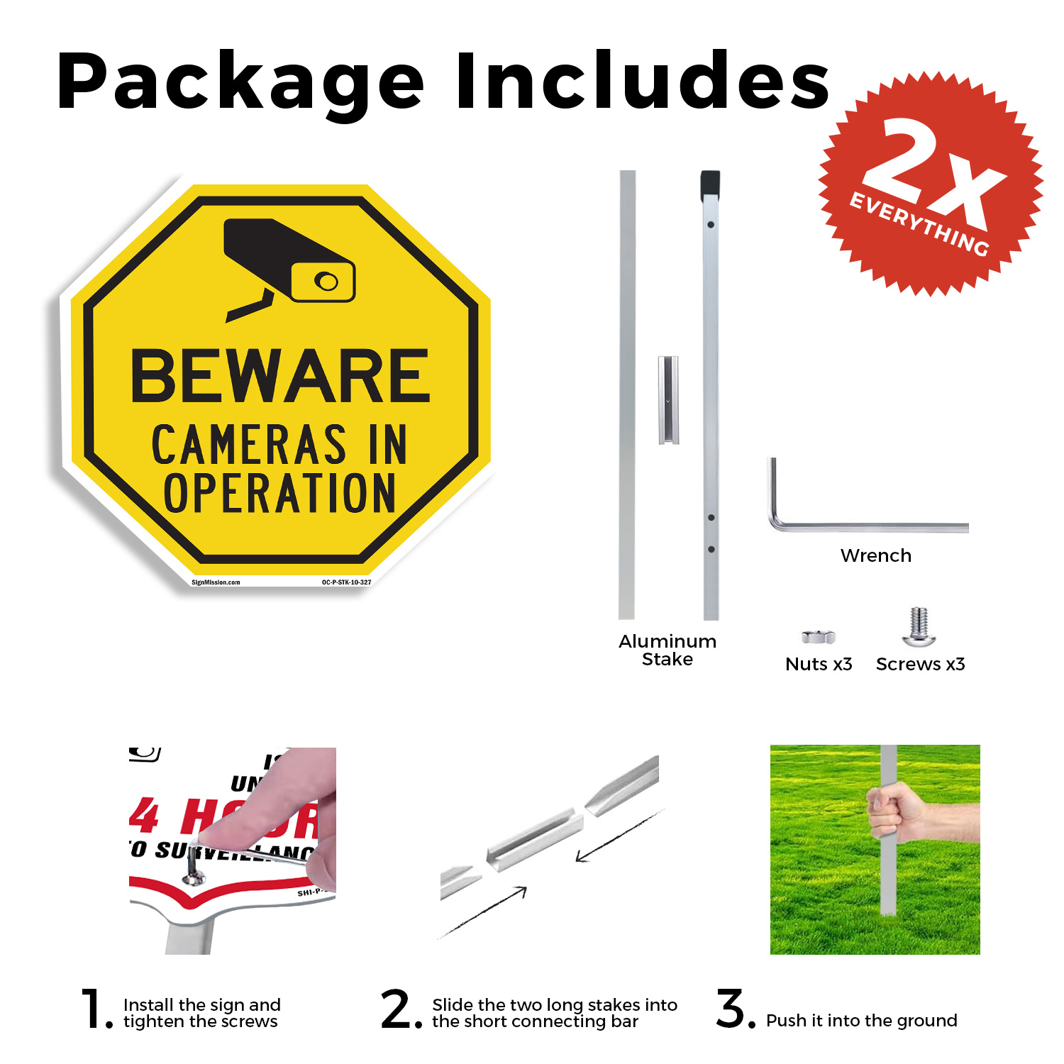Beware Cameras in Operation Octagon Sign With Stake Weather Resistant - Picture 12 of 14