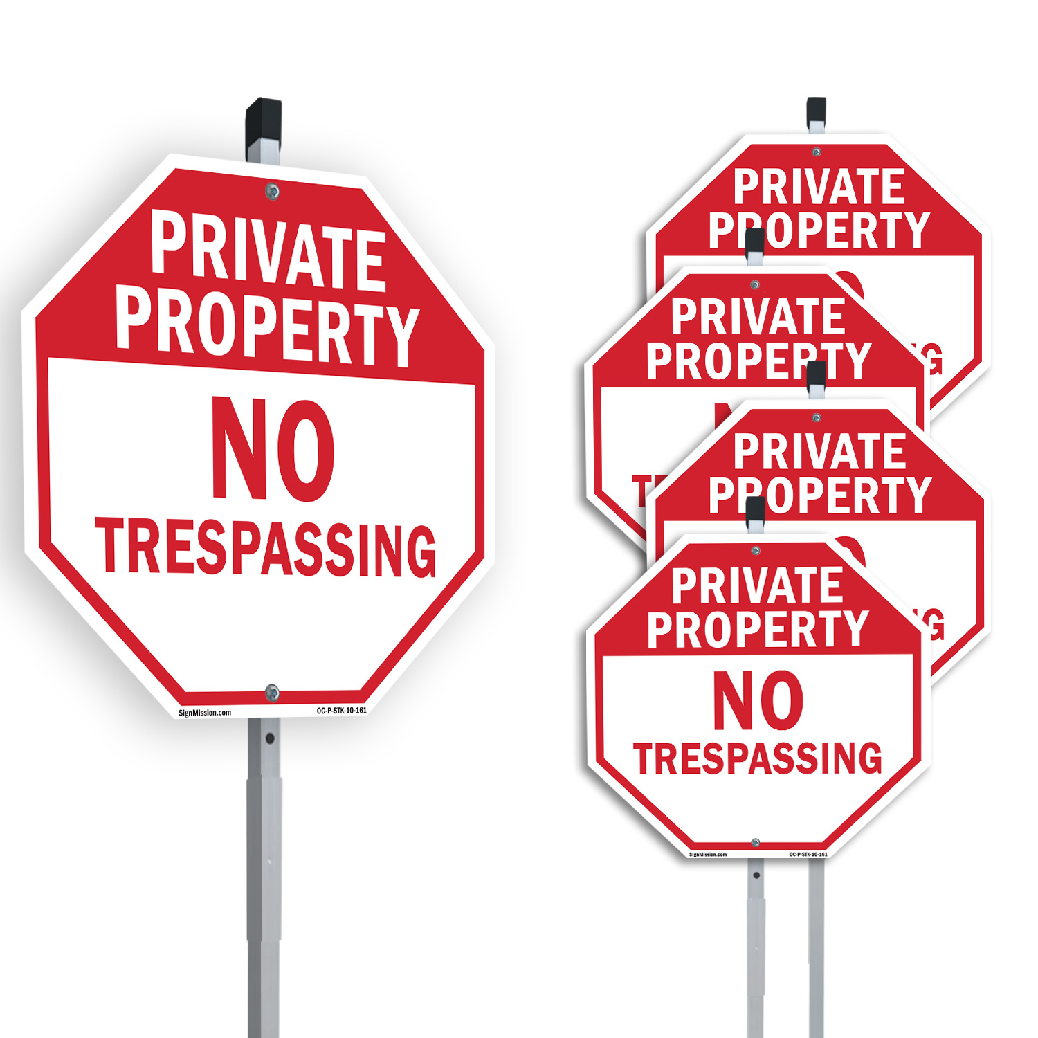 Private Property No Trespassing Octagon Sign With Stake Weather Resistant - Picture 13 of 14