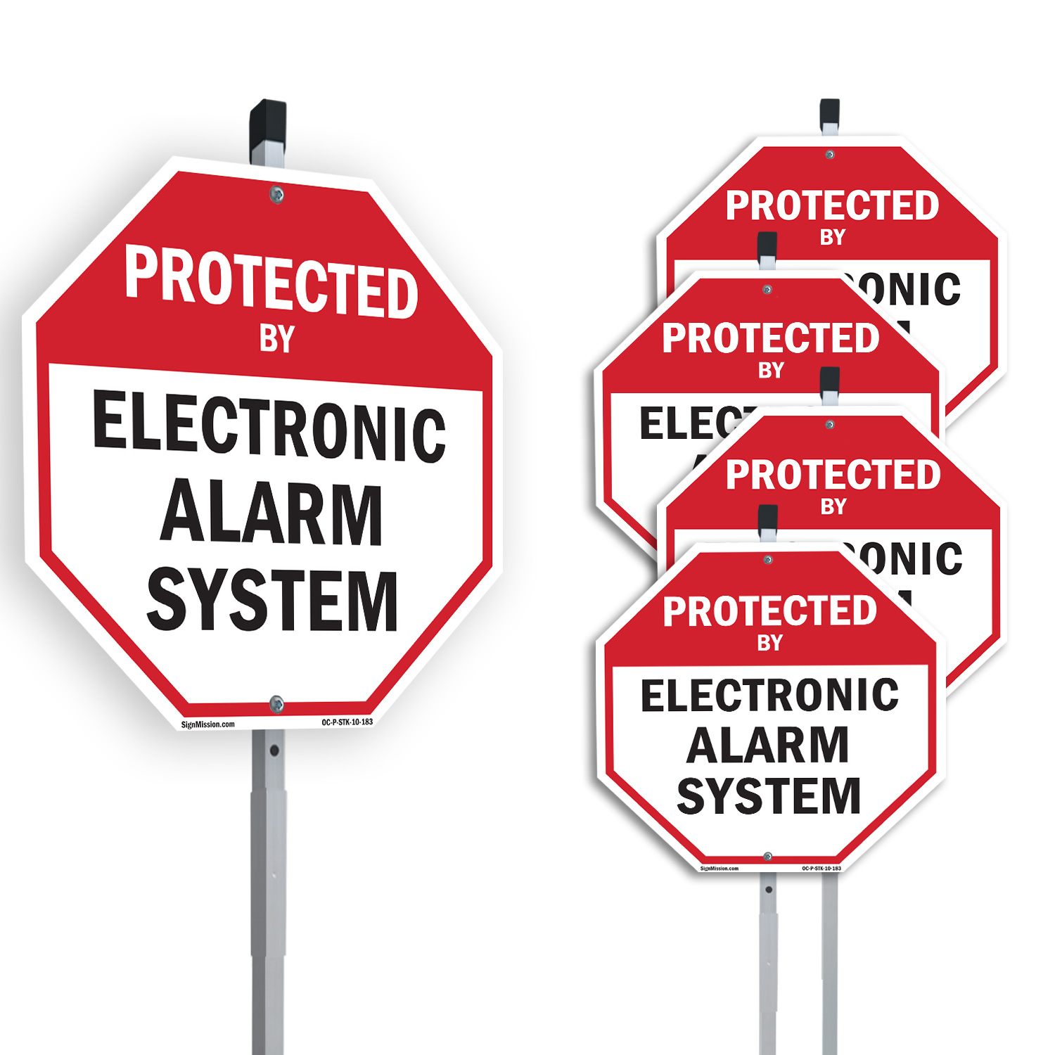 Protected By Electronic Alarm Sys Octagon Sign With Stake Weather Resistant - Picture 13 of 14