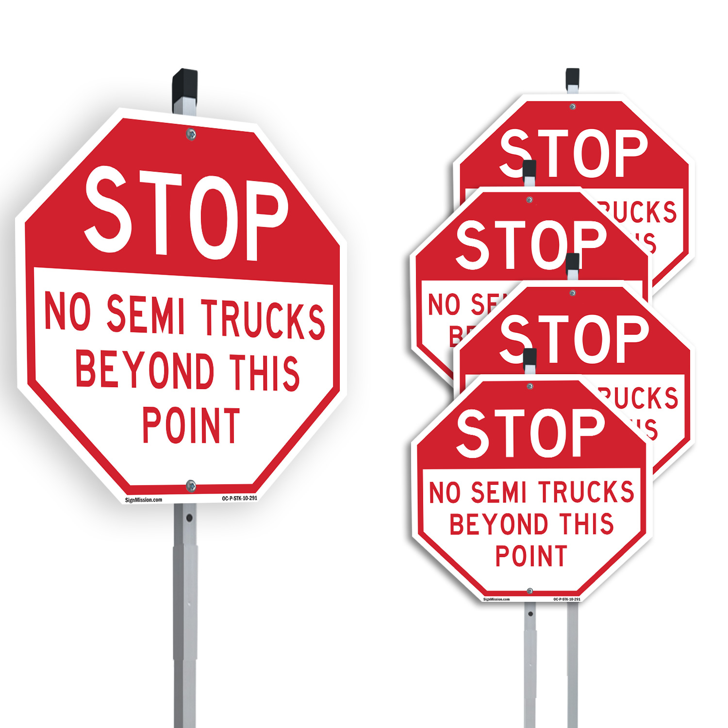 Stop No Semi Trucks Beyond This P Octagon Sign With Stake Weather Resistant - Picture 13 of 14