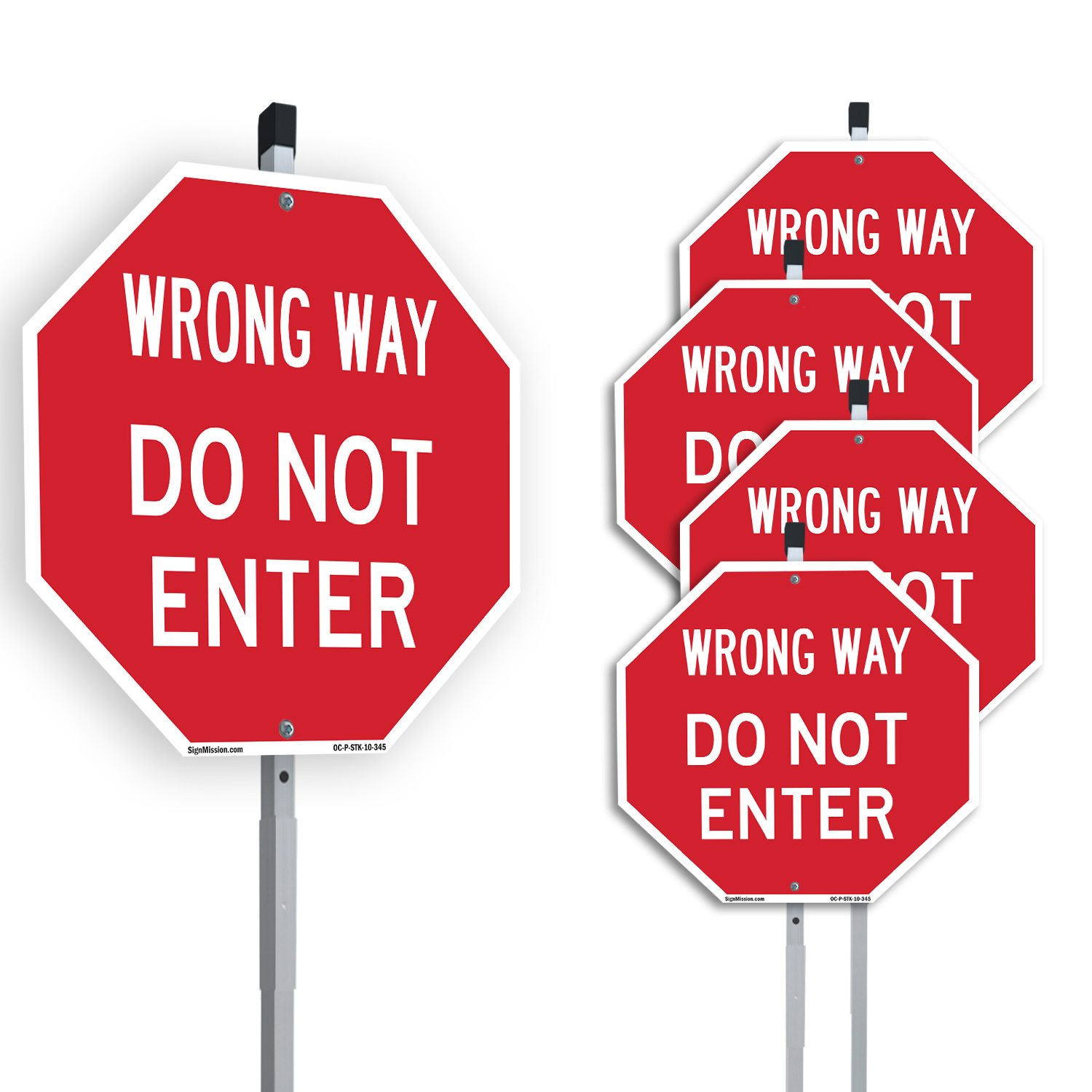 Wrong Way Do Not Enter Octagon Sign With Stake Weather Resistant