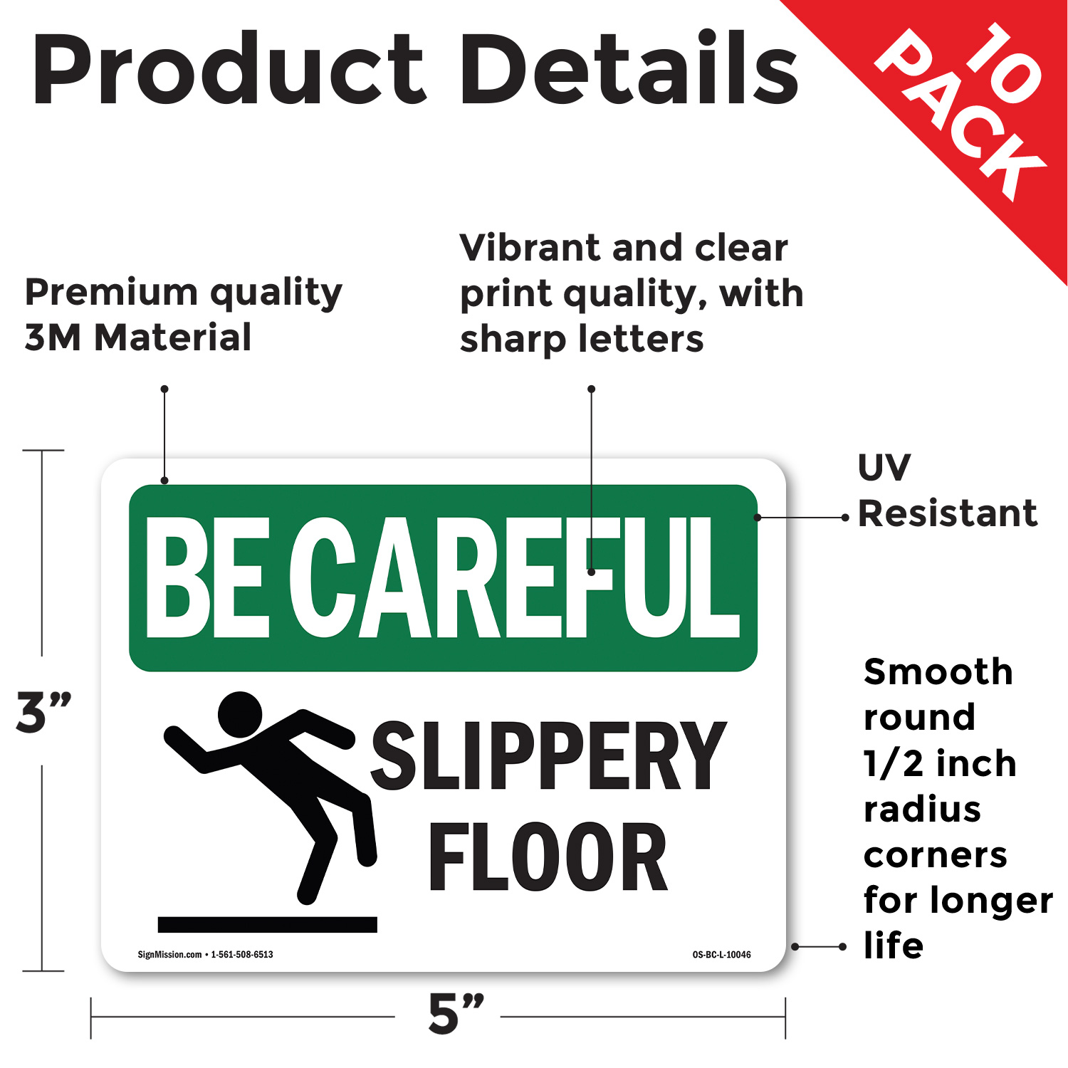 Slippery Floor OSHA Be Careful Sign Metal, Plastic, Or Decal - 5 or 10 Pack - Picture 13 of 43