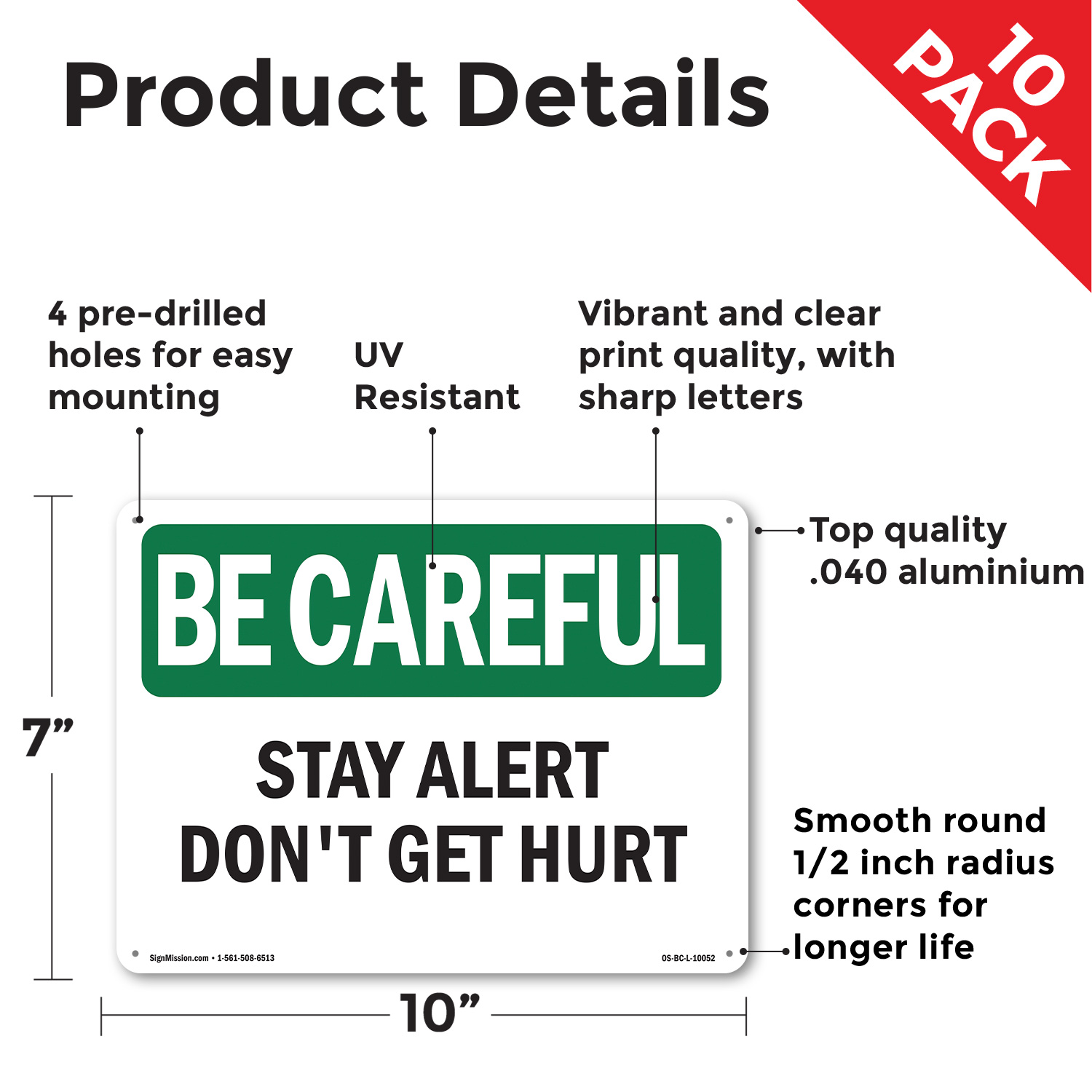 Letrero Stay Alert Don't Get Hurt OSHA Be Careful metal plástico, calcomanía paquete de 5 o 10 - Imagen 9 de 43