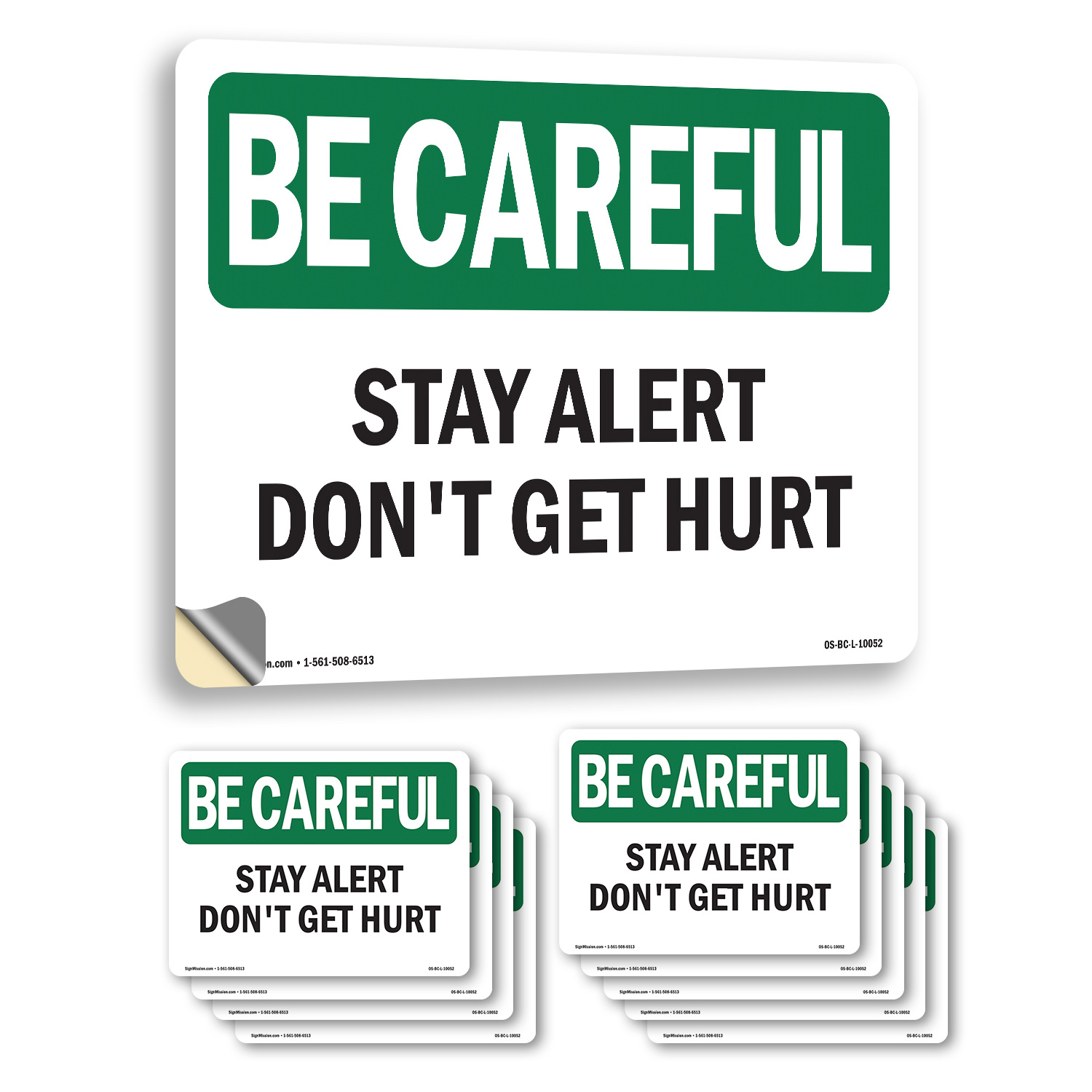 Letrero Stay Alert Don't Get Hurt OSHA Be Careful metal plástico, calcomanía paquete de 5 o 10 - Imagen 12 de 43