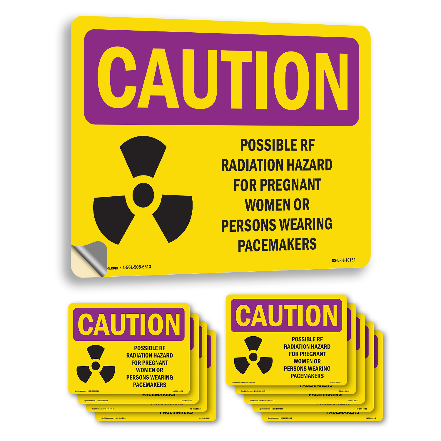 Possible RF Radiation Hazard With Symbol OSHA Caution Radiation Sign 5/10 Pack - Picture 12 of 47