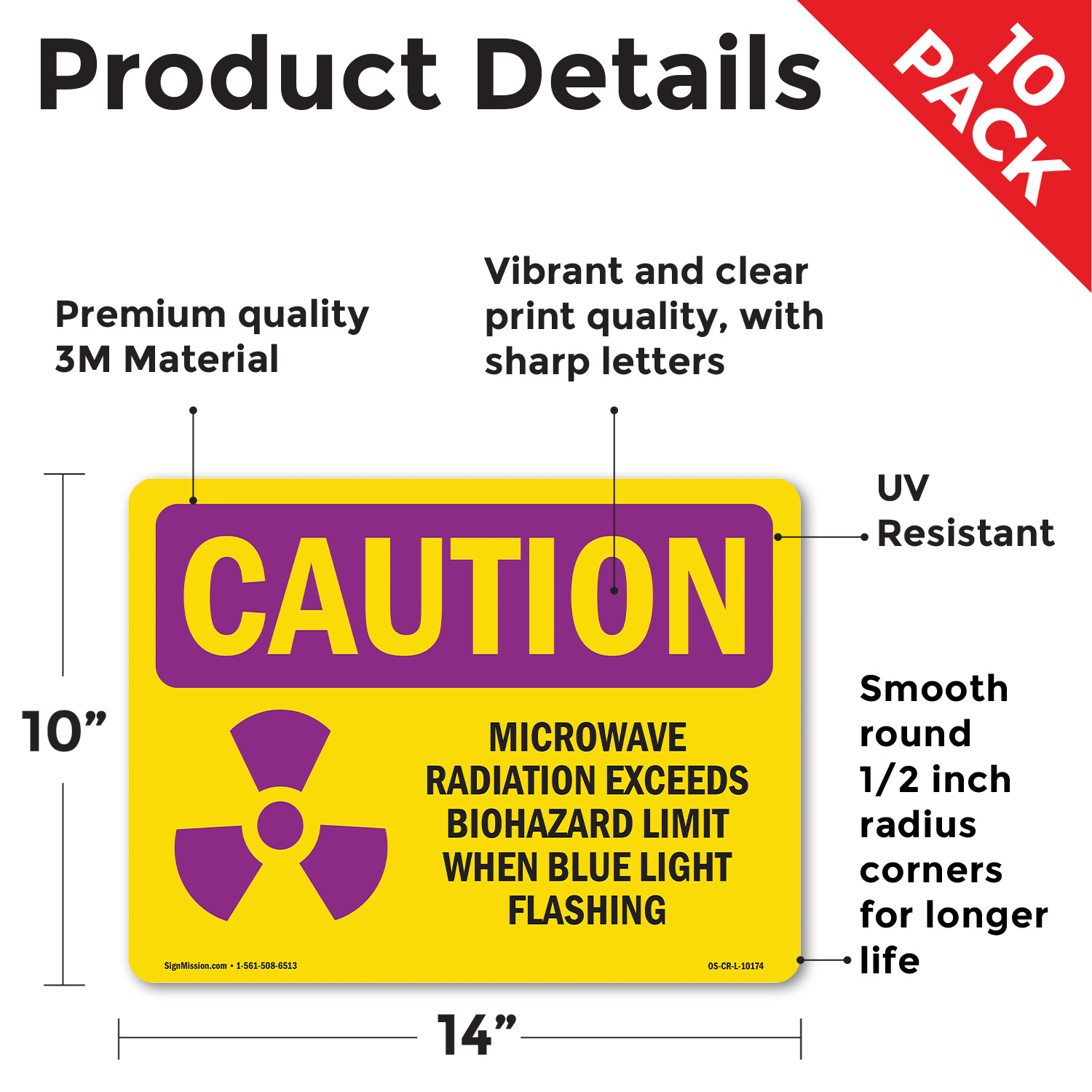 May Contain Radioactive Material OSHA Caution Radiation Sign, Decal 5 or 10 Pack - Afbeelding 11 van 56