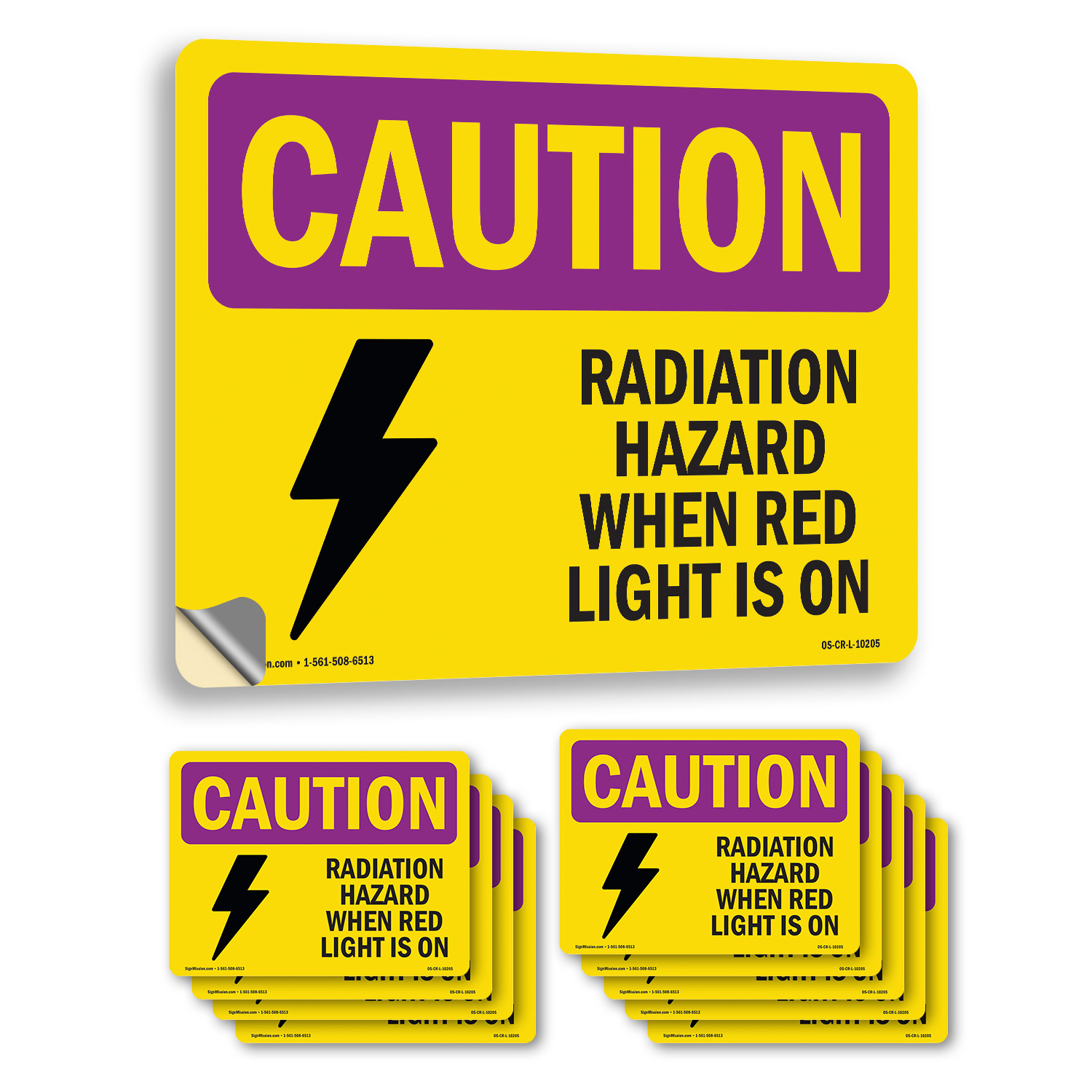 Radiation Hazard When Red Light Is On With Symbol OSHA Caution Sign 5/10 Pack - Picture 12 of 43