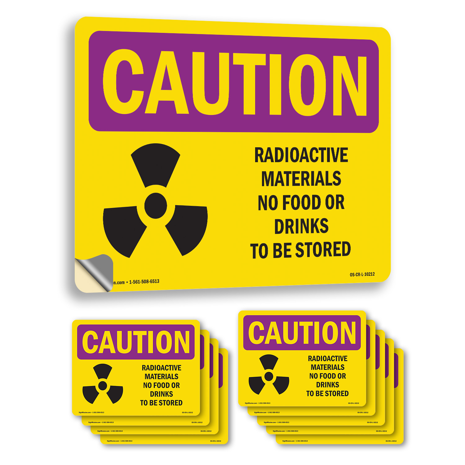 Radioactive Materials No Food With Symbol OSHA Caution Radiation Sign 5/10 Pack - Picture 12 of 43