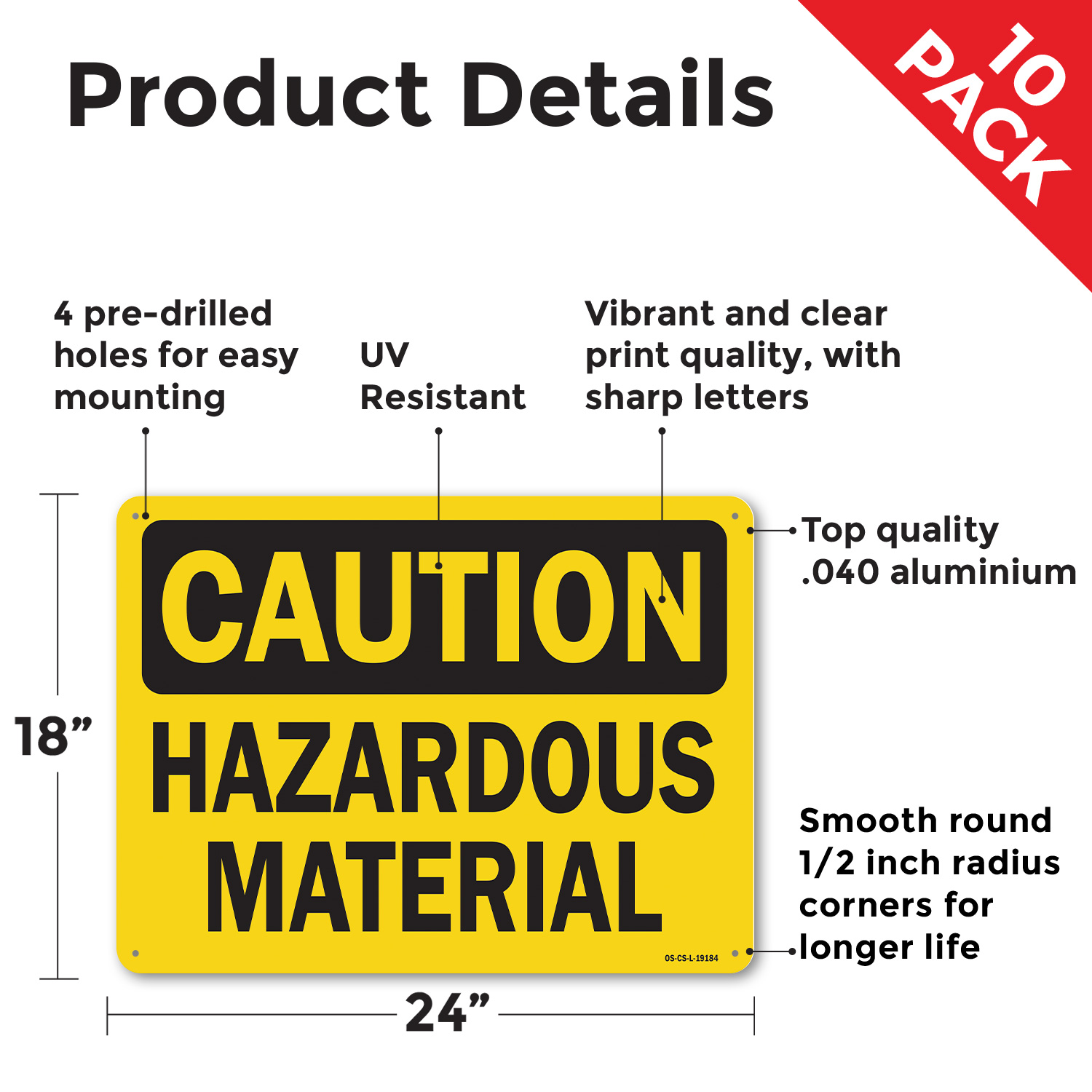 Hazardous Material OSHA Caution Sign Metal, Plastic, Or Decal - 5 or 10 Pack - Picture 11 of 47
