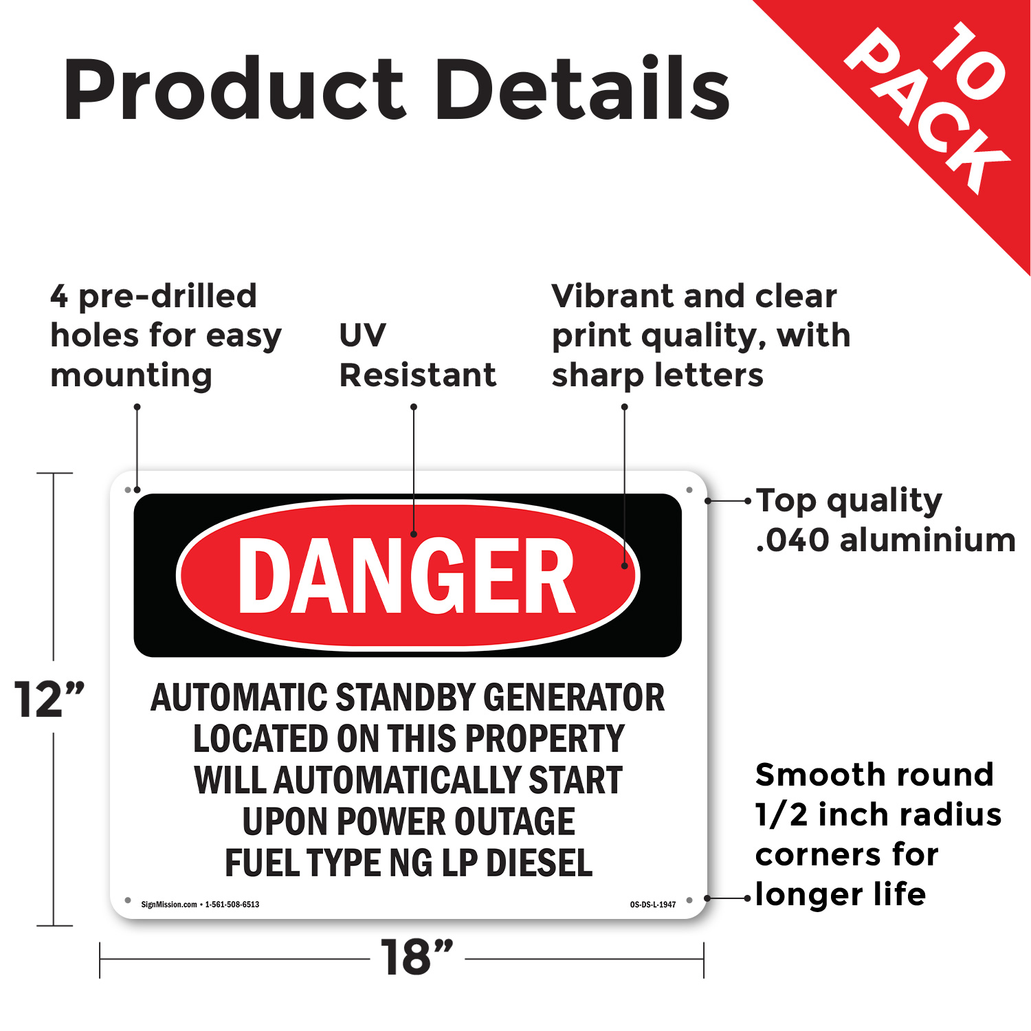 Located On This Osha Danger Sign, Decal 5 Or 10 Pack