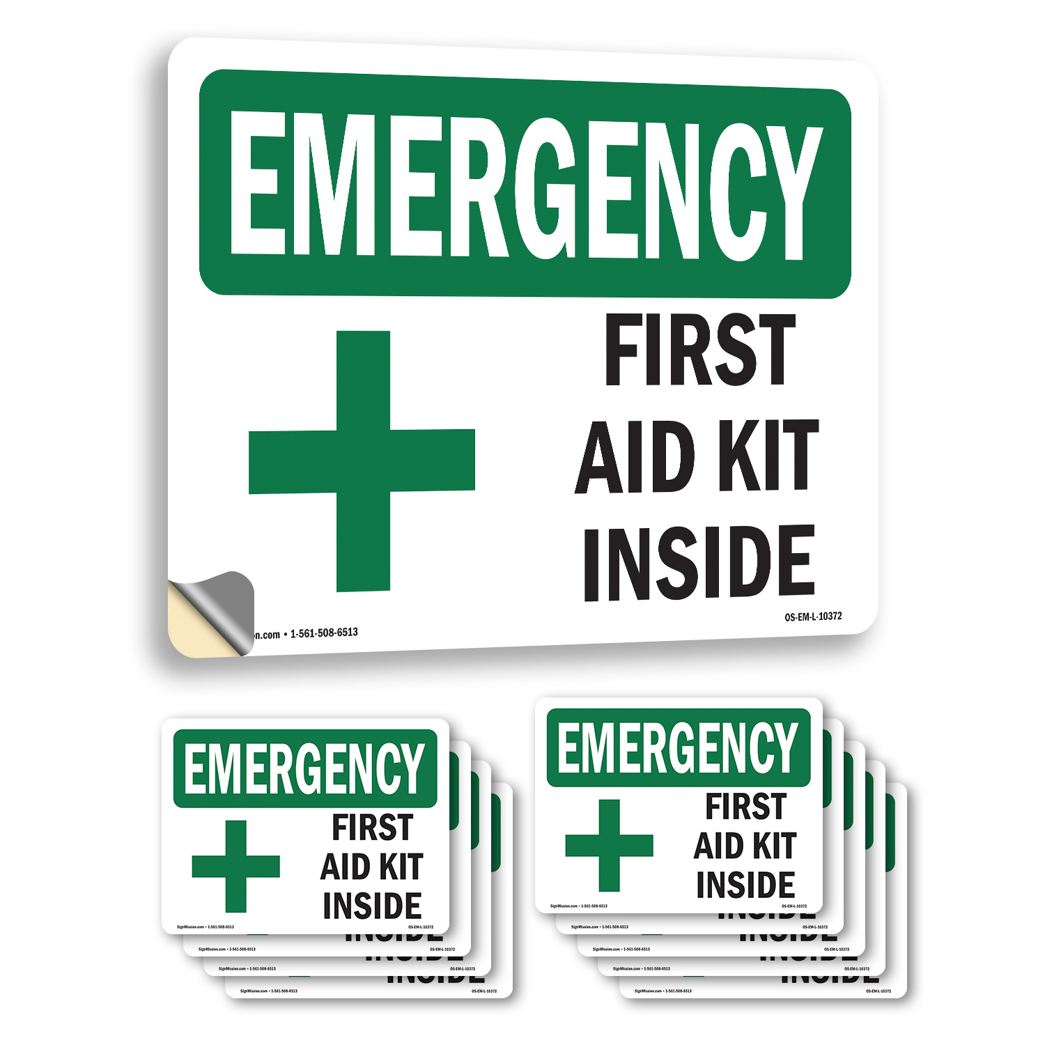 Kit de primeros auxilios en el interior con símbolo OSHA señal o calcomanía de emergencia - paquete de 5 o 10 - Imagen 12 de 43