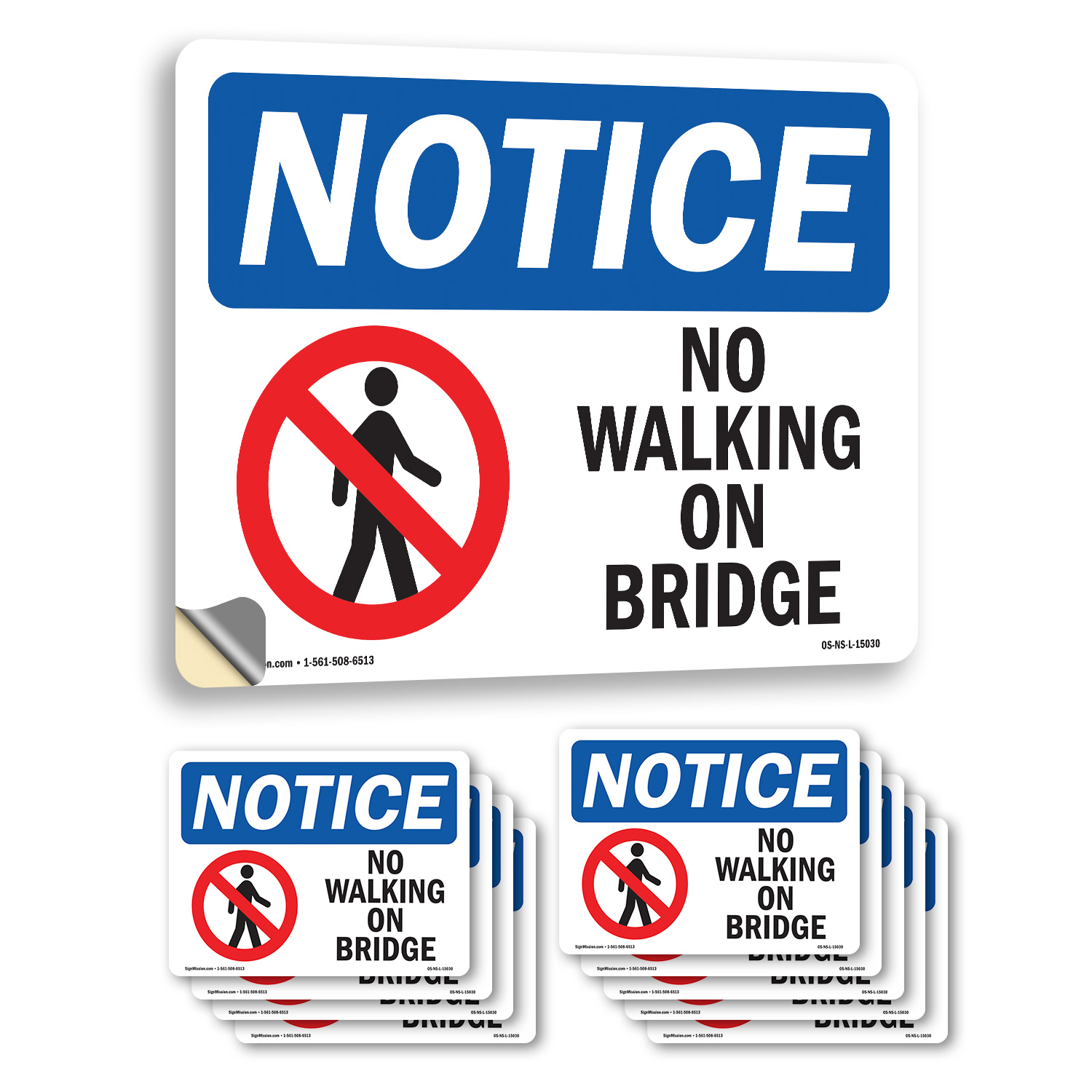 No Walking On Bridge OSHA Notice Sign Metal, Plastic, Or Decal - 5