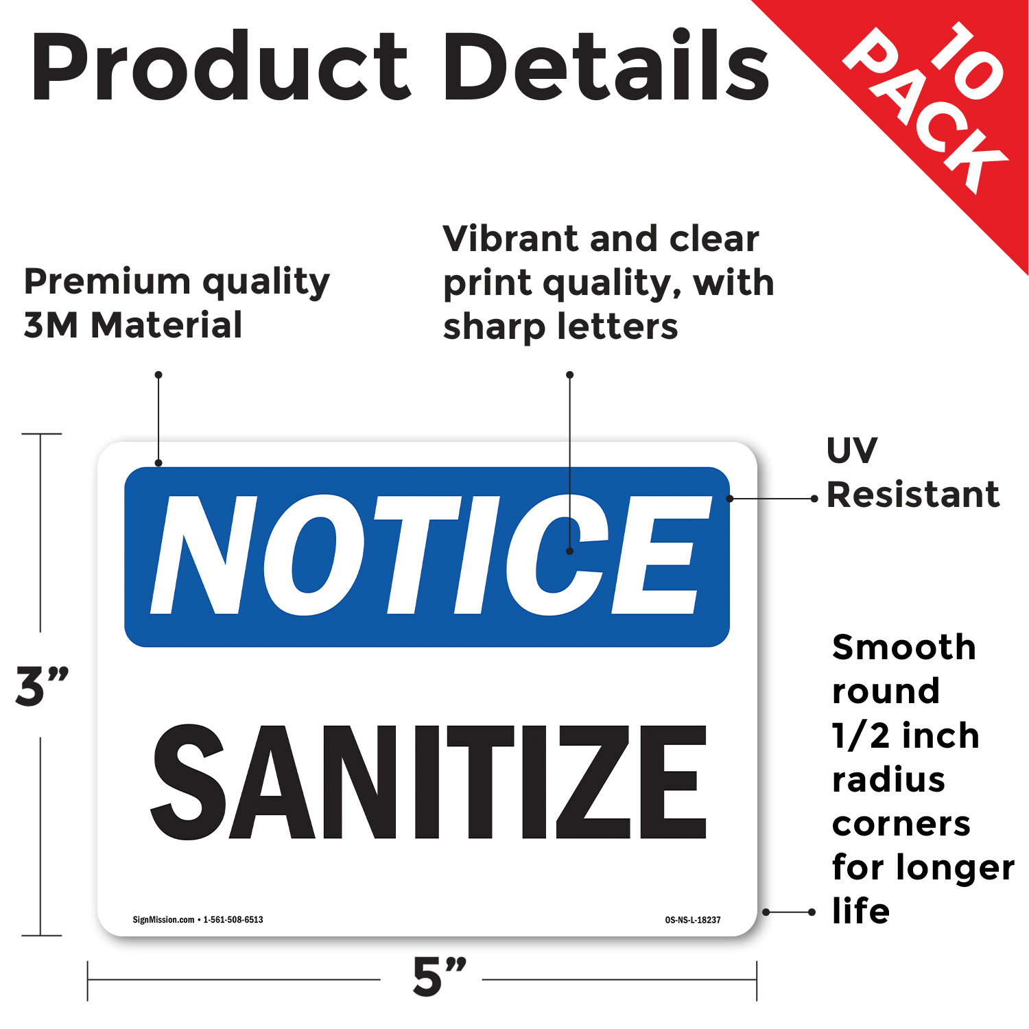 Sanitize OSHA Notice Sign Metal, Plastic, Or Decal - 5 or 10 Pack - Picture 13 of 43