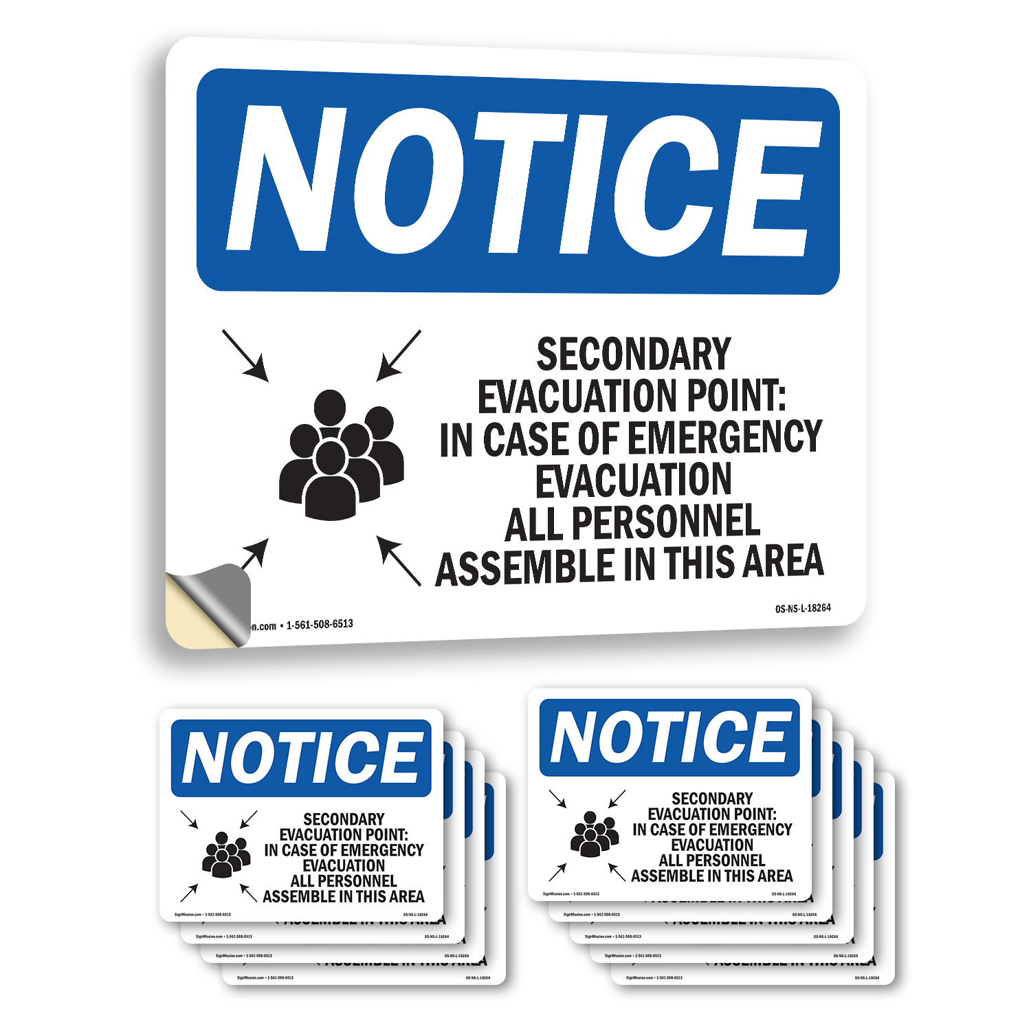 Secondary Evacuation Point OSHA Notice Sign Metal, Plastic, Decal 5 or 10 Pack - Picture 12 of 43
