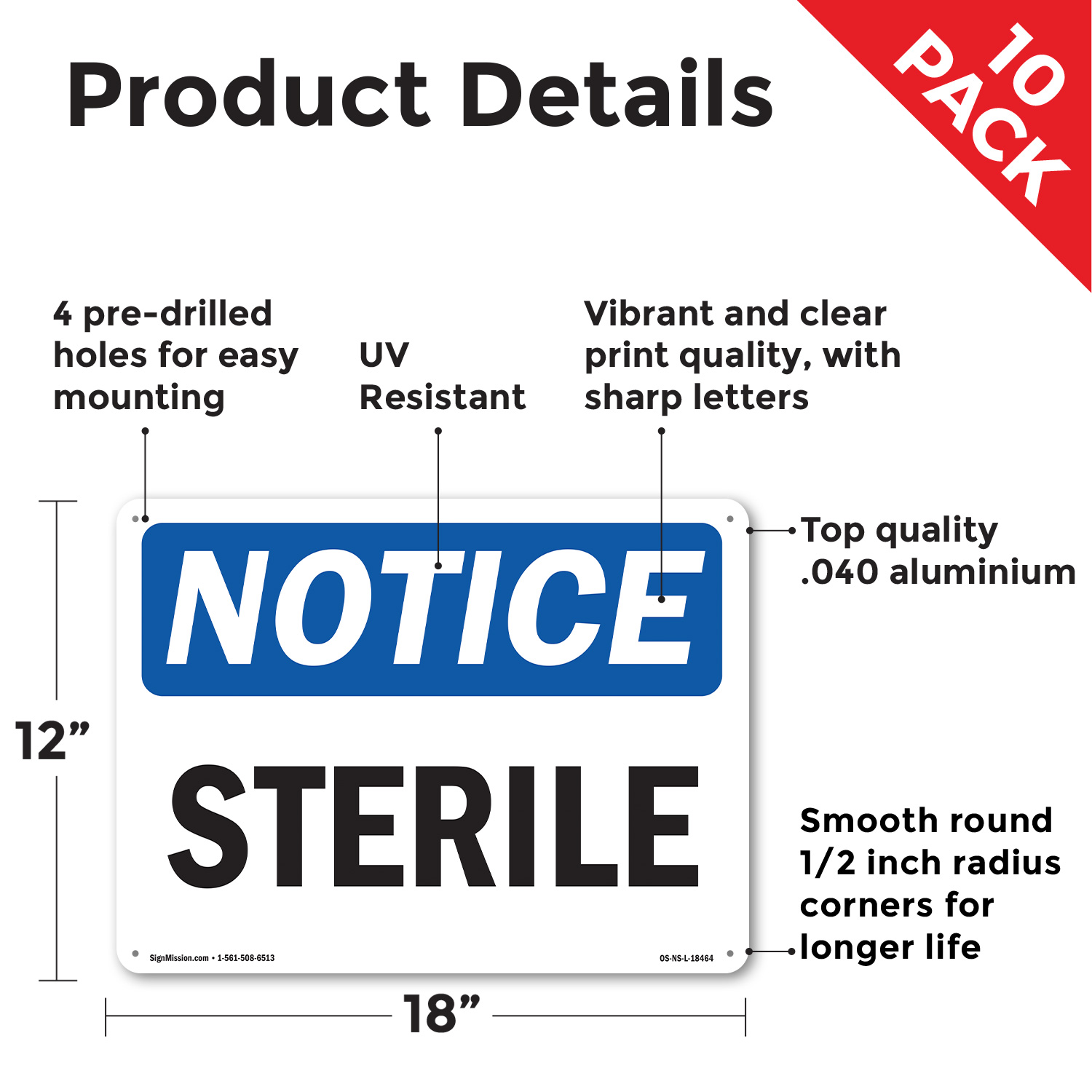 Sterile OSHA Notice Sign Metal, Plastic, Or Decal - 5 or 10 Pack - Picture 10 of 43