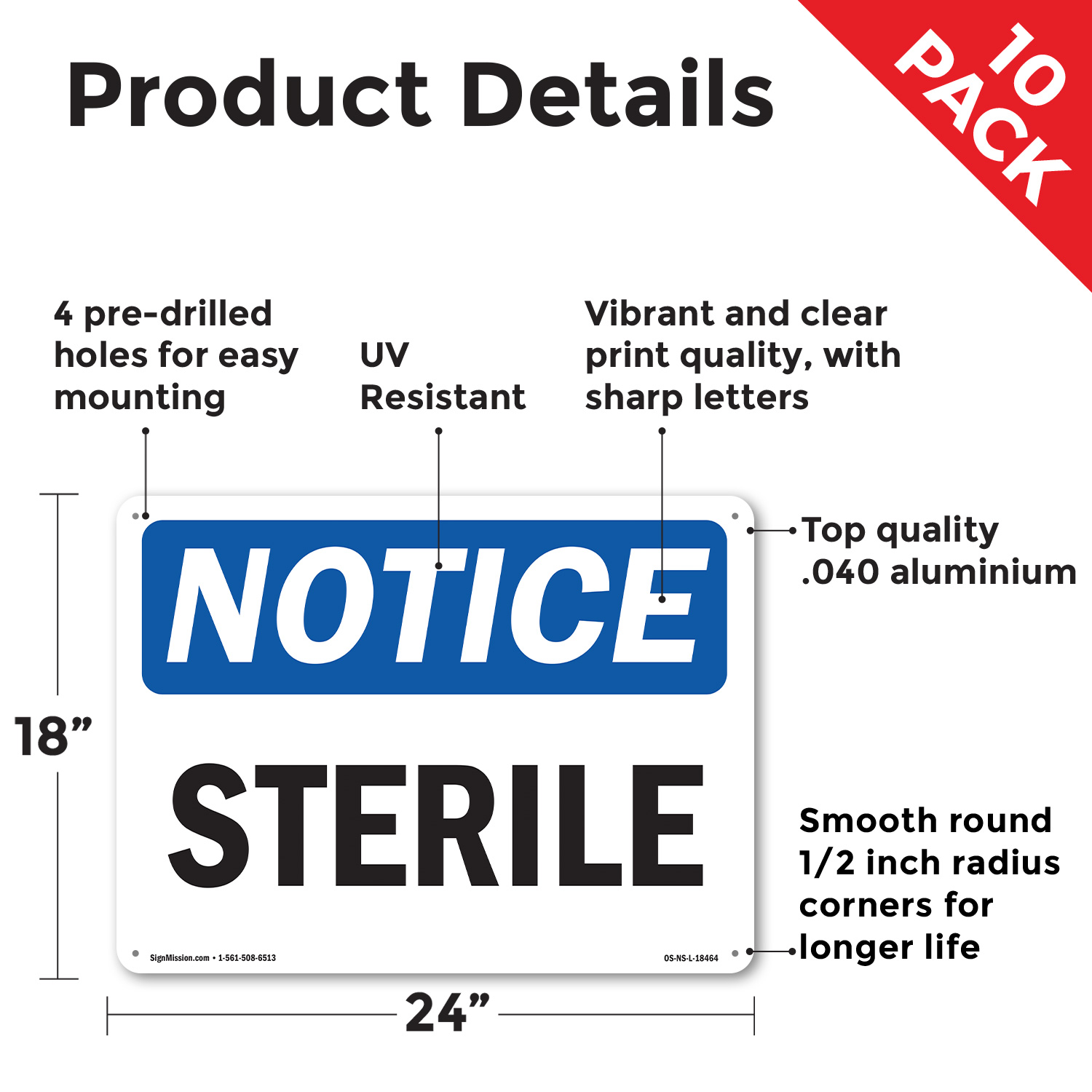 Sterile OSHA Notice Sign Metal, Plastic, Or Decal - 5 or 10 Pack - Picture 11 of 43