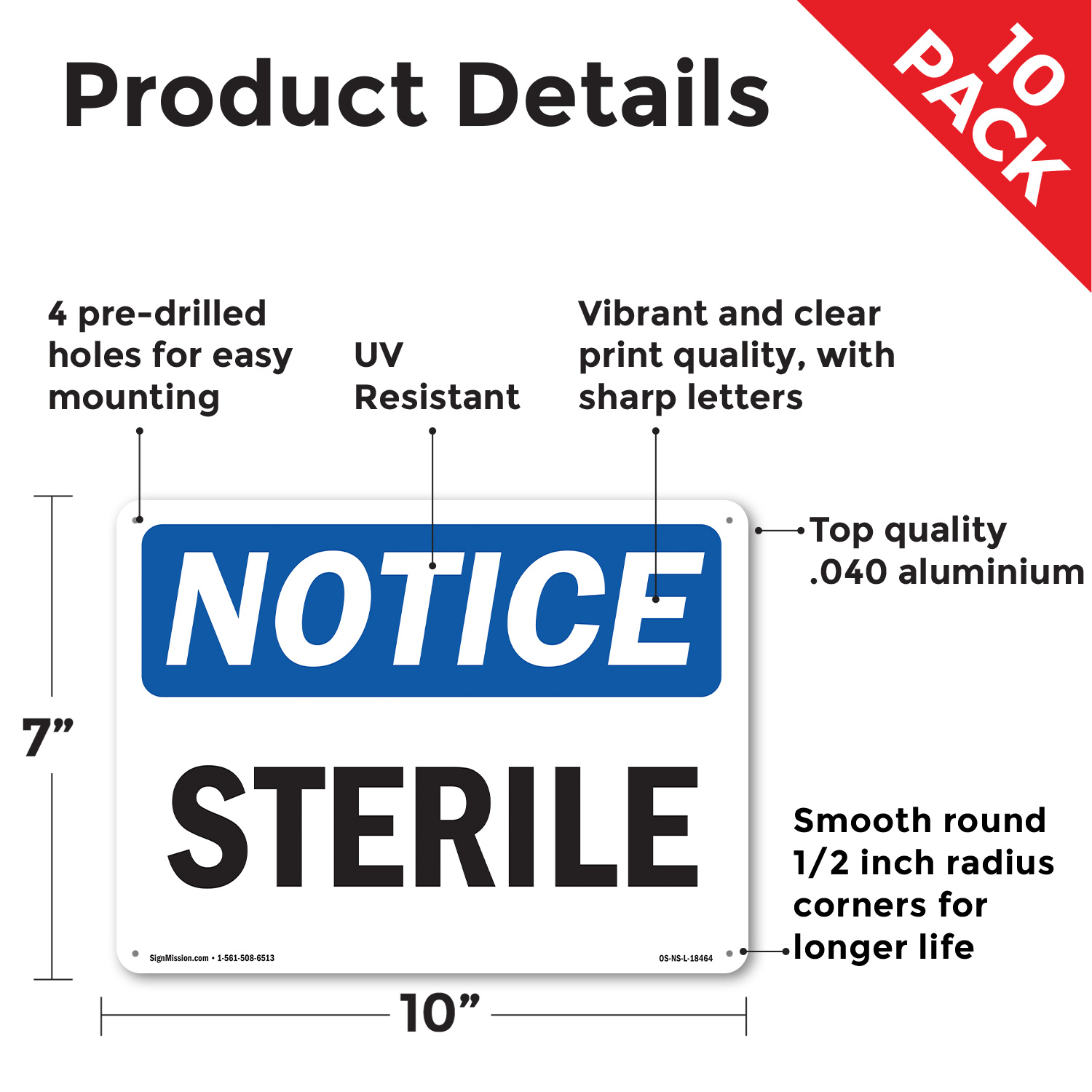 Sterile OSHA Notice Sign Metal, Plastic, Or Decal - 5 or 10 Pack - Picture 9 of 43