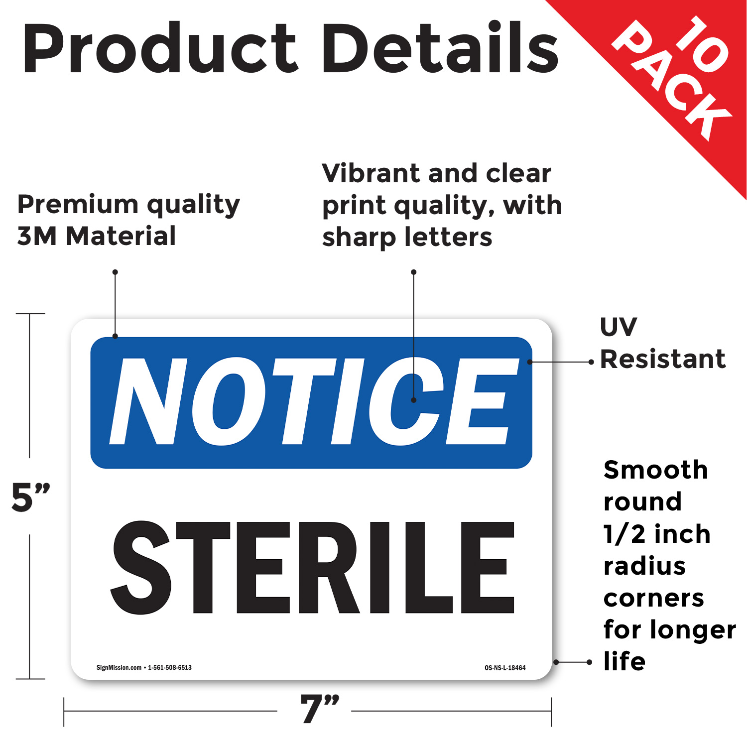 Sterile OSHA Notice Sign Metal, Plastic, Or Decal - 5 or 10 Pack - Picture 19 of 43