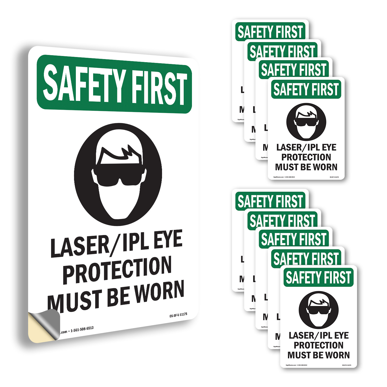 Laser Ipl Eye Protection With Symbol OSHA SAFETY FIRST Sign, Decal 5 or 10 Pack - Picture 12 of 43