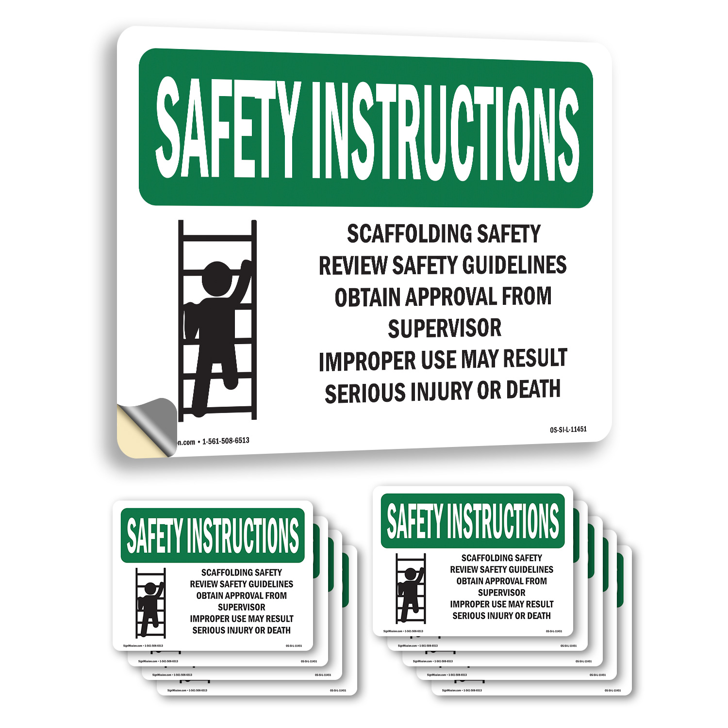 Scaffolding Safety Review With Symbol OSHA Safety Instructions Sign 5/10 Pack - Picture 12 of 43