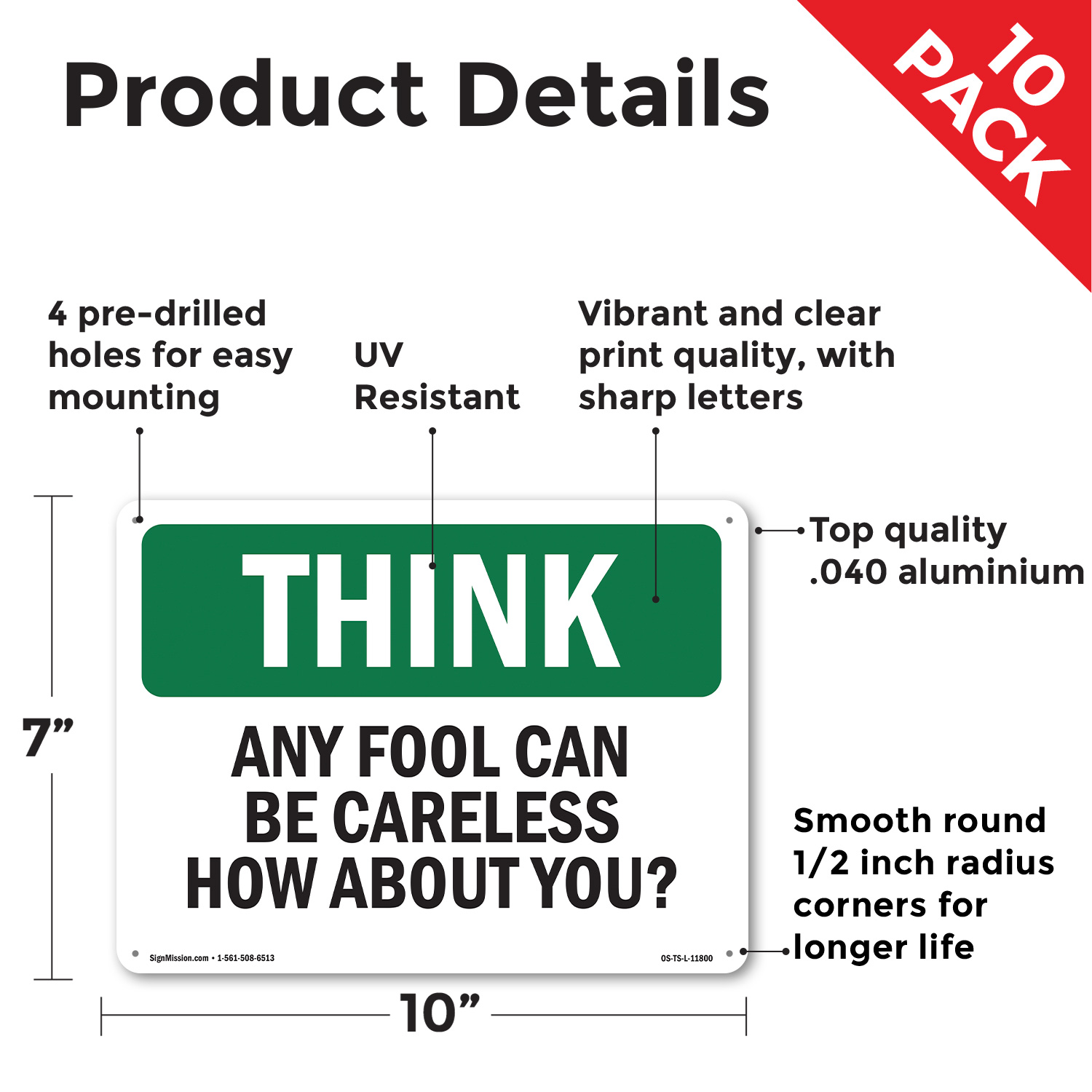 Any Fool Can Be Careless How About You OSHA Think Sign Or Decal - 5 or 10 Pack - Picture 9 of 43