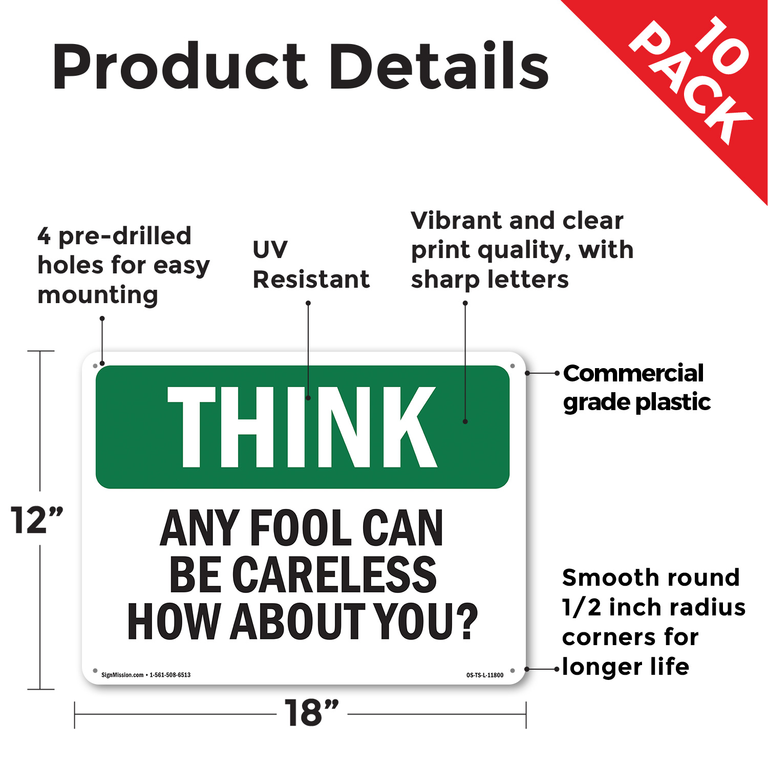 Any Fool Can Be Careless How About You OSHA Think Sign Or Decal - 5 or 10 Pack - Picture 10 of 43